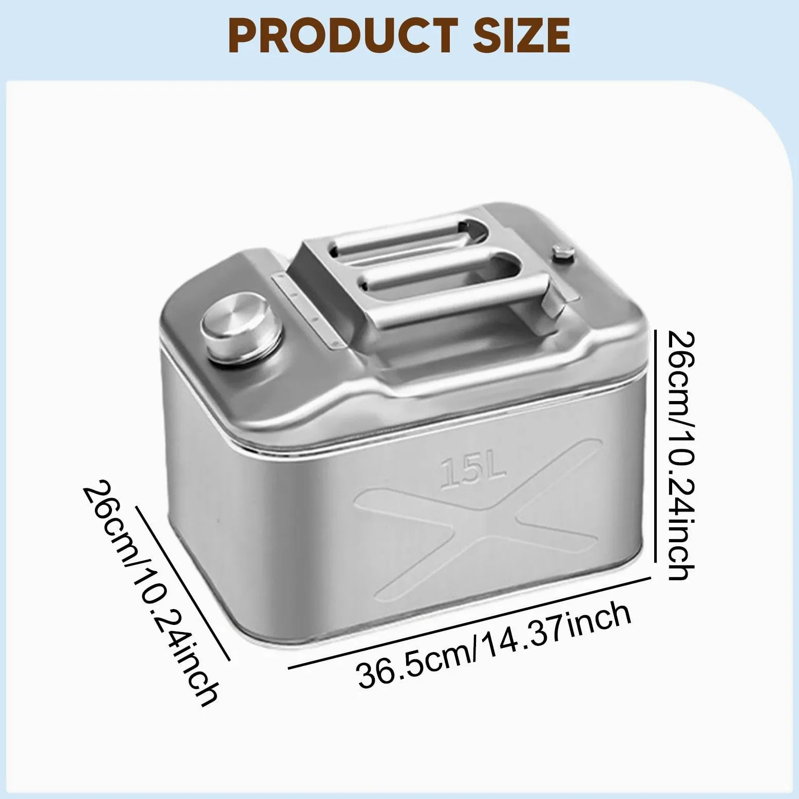 Oshhni Bidón de Agua, para Camping, Acero Inoxidable, Depósito Metálico de Gran Capacidad, Bidón de, 15l