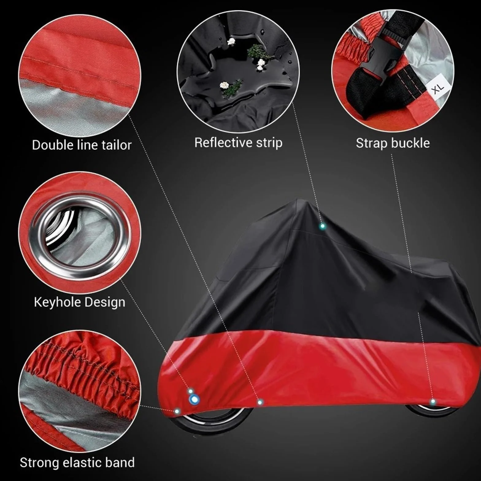 Funda para Moto Protector Cubierta Cubierta protectora de motocicleta con protección solar/nueva cubierta de motocicleta impermeable cubierta de lluvia para motocicleta a prueba de polvo(Silvery,4XL f