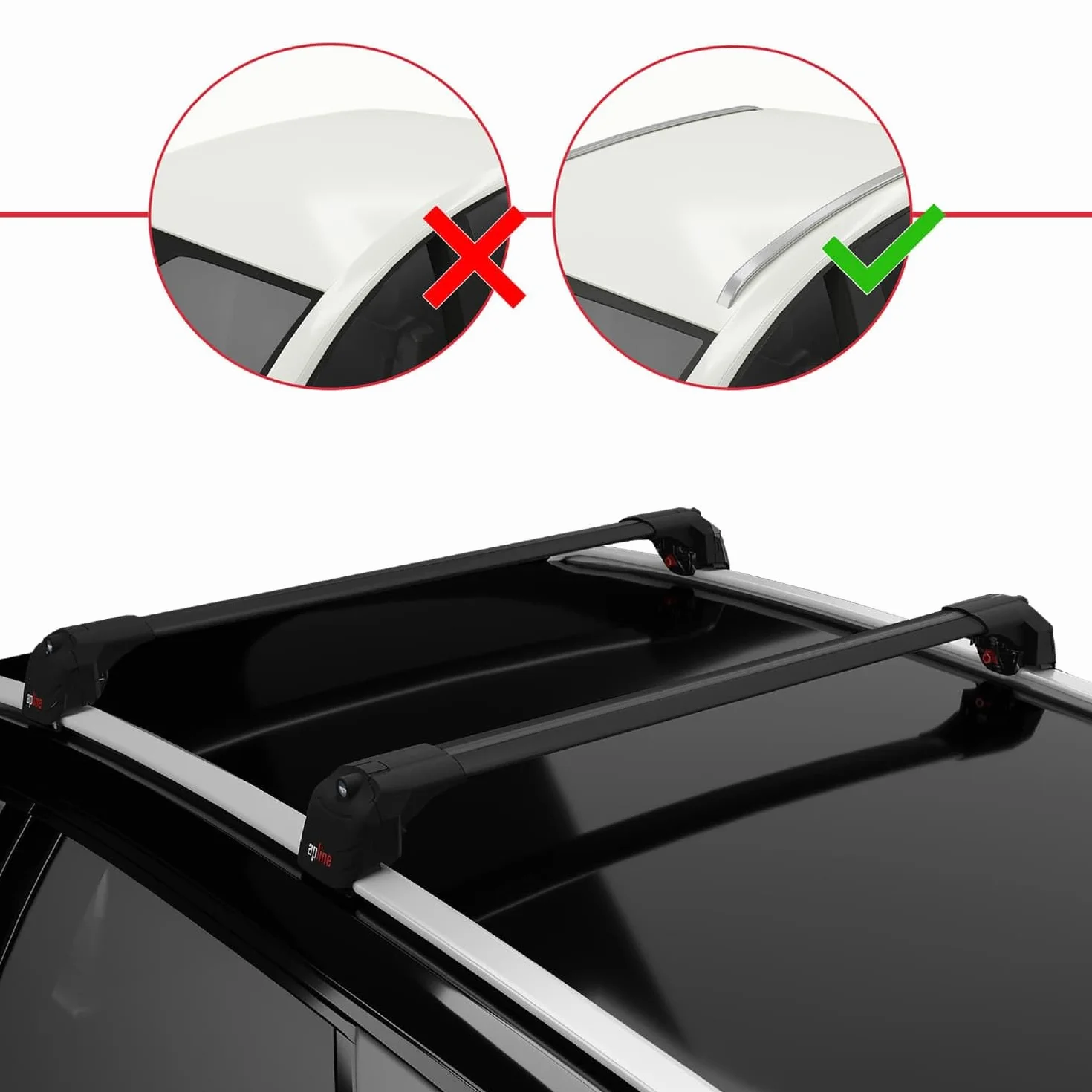 Compatible con Opel Grandland X 2017-2024 Modelo Ace-2 Barra de Techo Auto Portaequipajes Barras Transversales Negro Aluminio 2 Barras