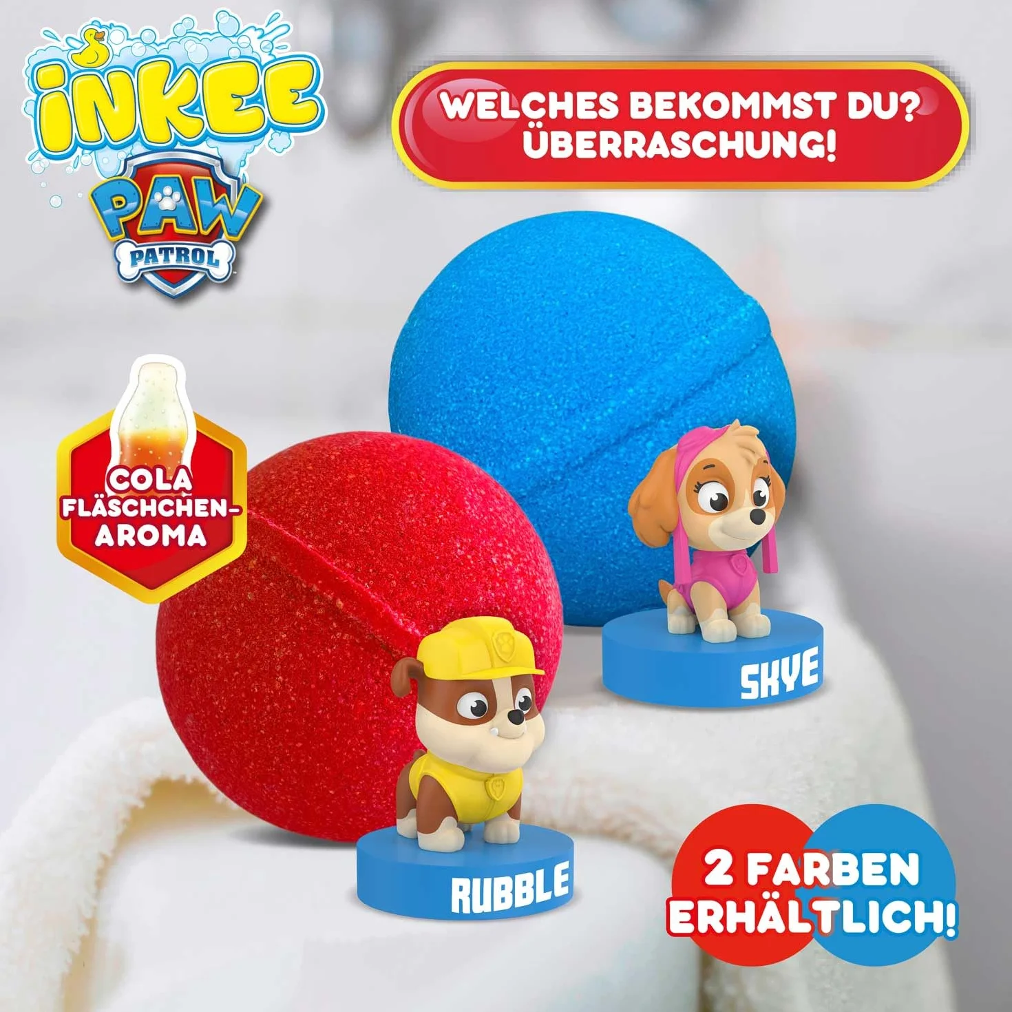 Paw Patrol Bombas de Baño Infantiles con Regalo Sorpresa Figurita Patrulla Canina Naranja Azul
