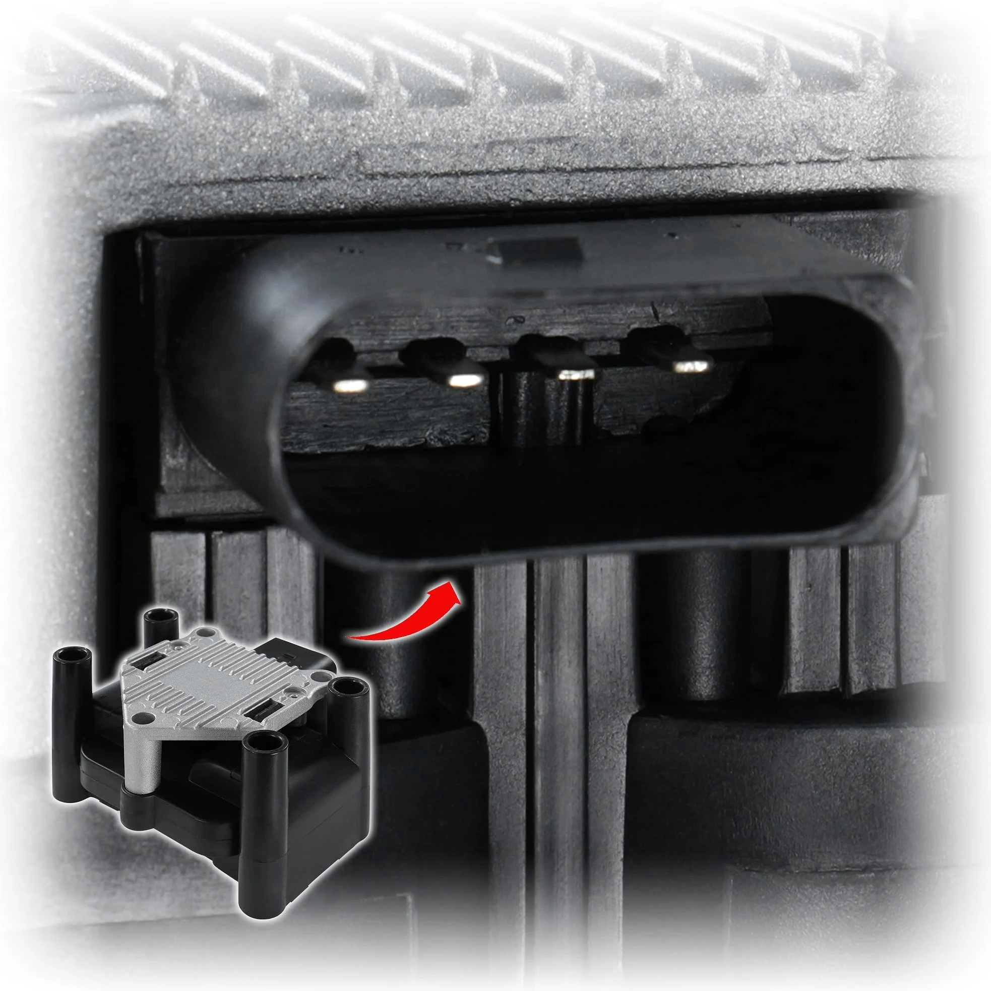 1x Bobina de encendido módulo de encendido de 4 polos + 4x cable | Compatible con: Seat Arosa, Inca, VW CADDY II Kasten/Großraumlimousine, LUPO I, POLO, POLO III CLASSIC, POLO Variant