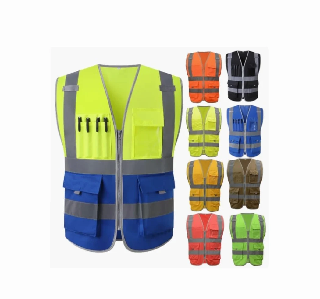 Chaleco de Trabajo de Alta Visibilidad, Chaleco Reflectante for tráfico de construcción Multicolor M a XXL(Yellow,XXL)