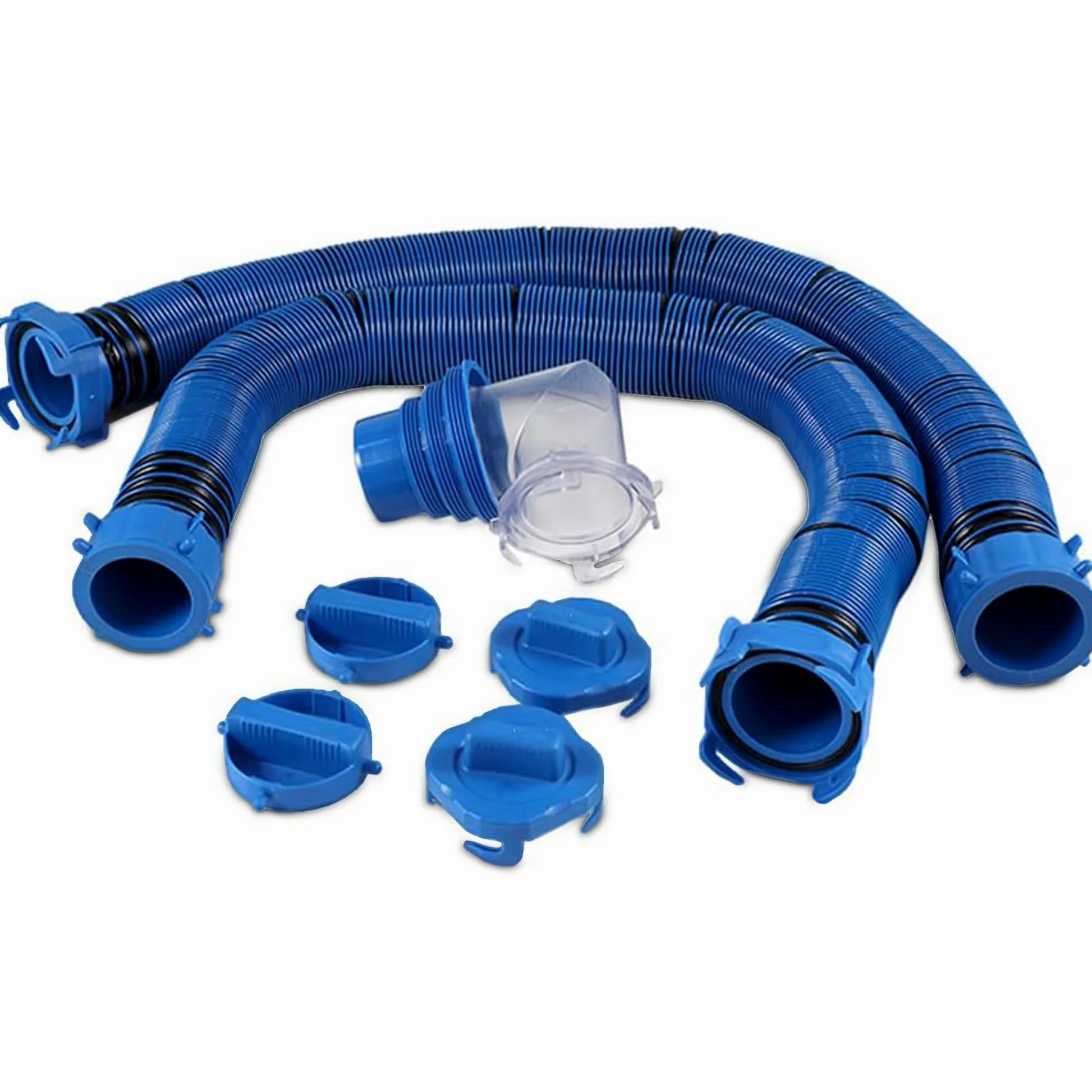 Offgridtec Kit de manguera de alcantarillado para autocaravana, 2 mangueras flexibles de 6 m de 3 m, sistema de conexión rápida, adaptador 4 en 1, codo transparente, conexiones universales de bayoneta