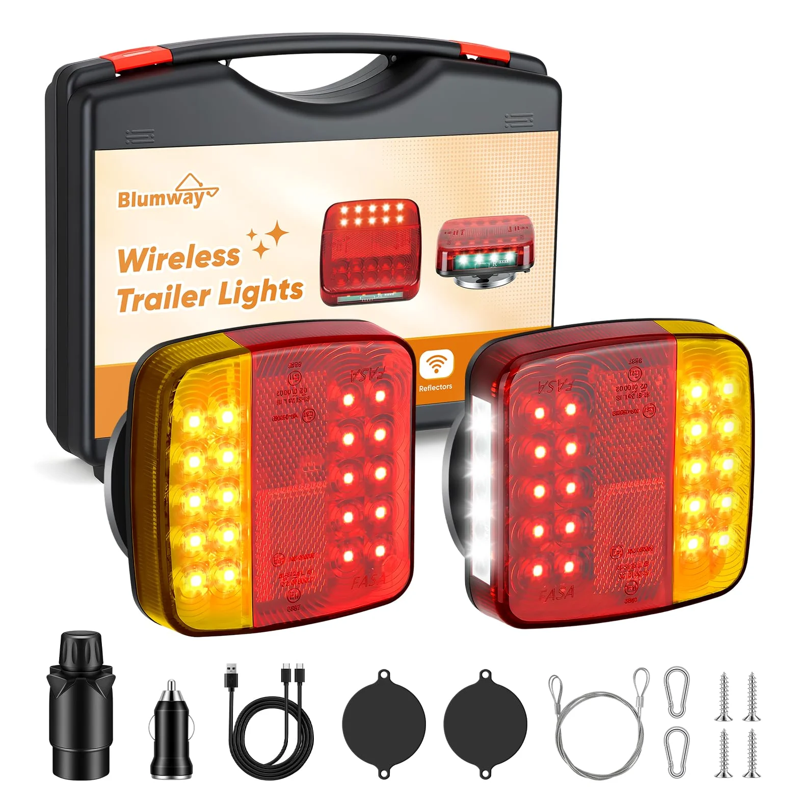 BlumWay Luces magnéticas inalámbricas para remolques, transmisores mejorados de 2,4 GHz con batería de 2000 mAh, kit de iluminación para camiones, barcos, autocaravanas, vehículos, caravanas