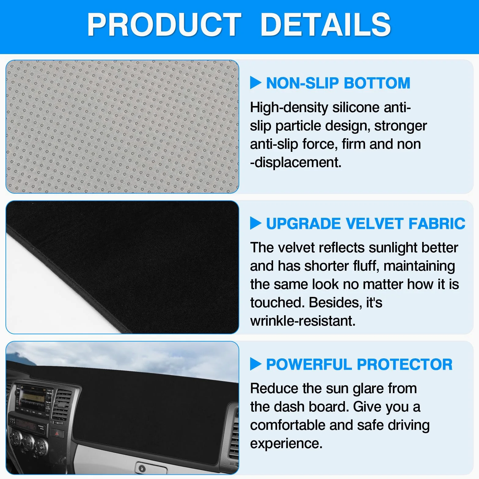 Autorder Alfombrilla de Cubierta de salpicadero para Toyota 4Runner 2003 2004 2005 2006 2007 2008 2009, Accesorios para salpicadero, Protector de Rayos UV (sin Altavoz de salpicadero)