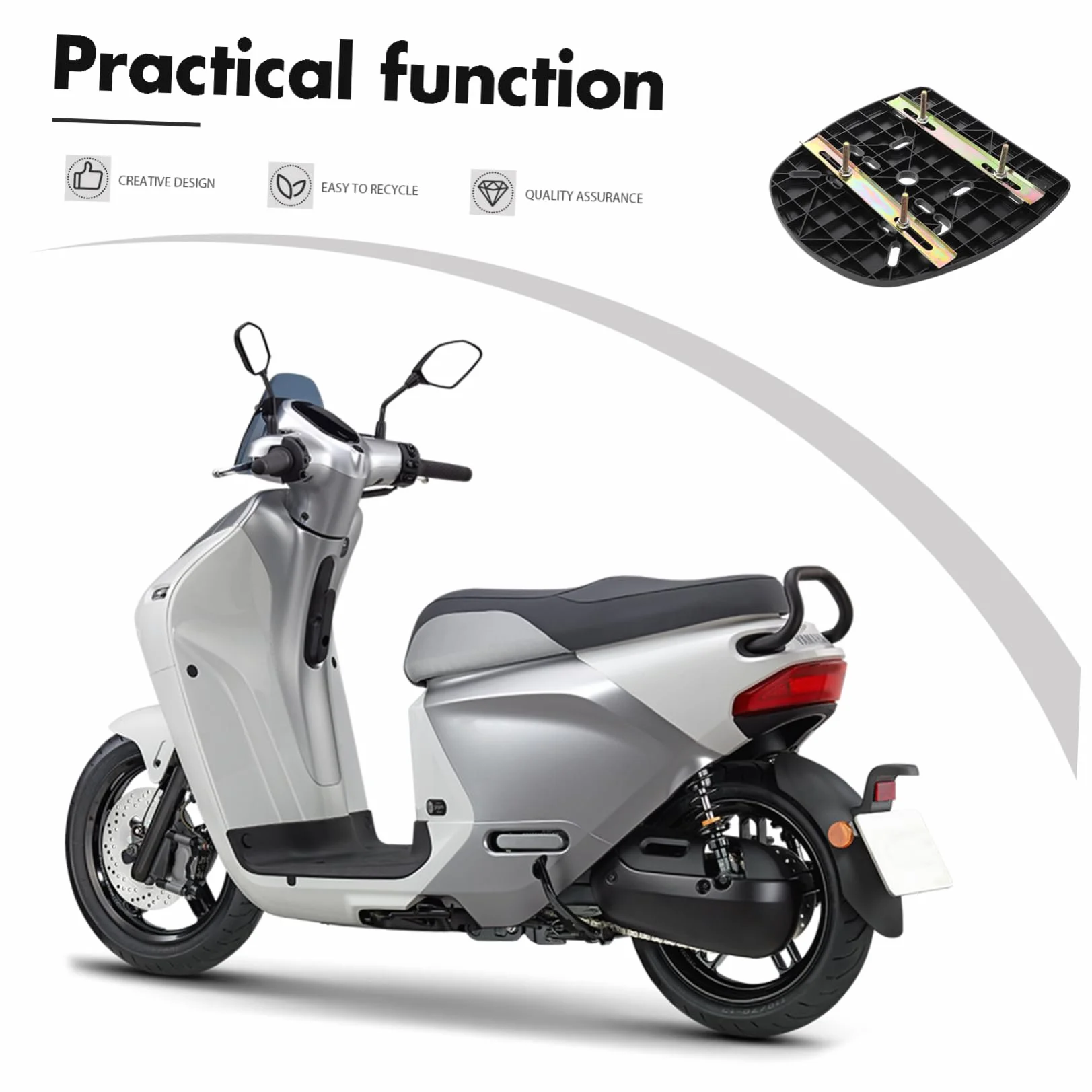 Placa Base Tornillos Fijos para para Caja Trasera de Motocicleta Diseño Reforzado y Tiras Antideslizantes Soporte Resistente y Seguro