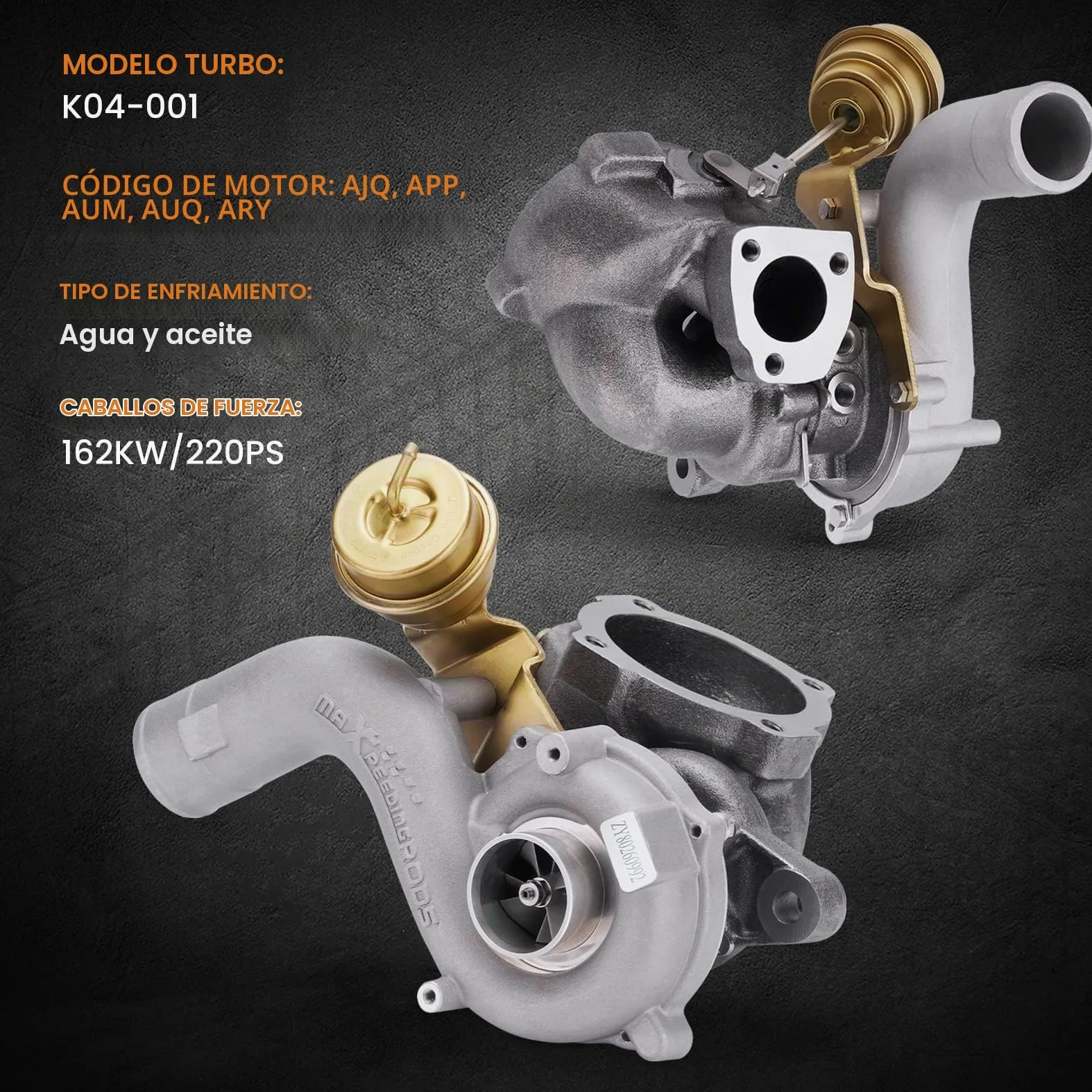 maXpeedingrods Turbocompresor 400+HP para Seat Leon para Cupra para VW Golf IV Beetle Bora para Audi A3 TT A4 para Skoda Octavia Superb, Turbo 1.8T/L Turbina para Motor K04 K03-052/053 con Actuador | para VW Golf IV Beetle Bora para Audi A3 TT A4 para Sko