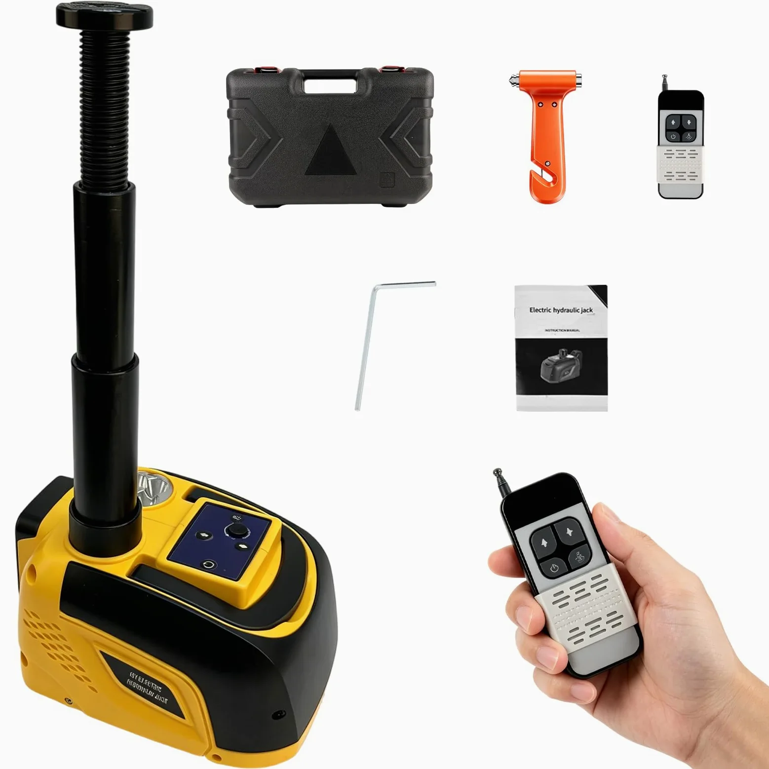 Gato Hidráulico Eléctrico 5T Compatible con Makita 18V Batería, Kit | Elevador Coche Inalámbrico y mando a distancia, Altura 15-45 cm, Herramienta Cambio Rueda para SUV, Todoterreno y Furgoneta