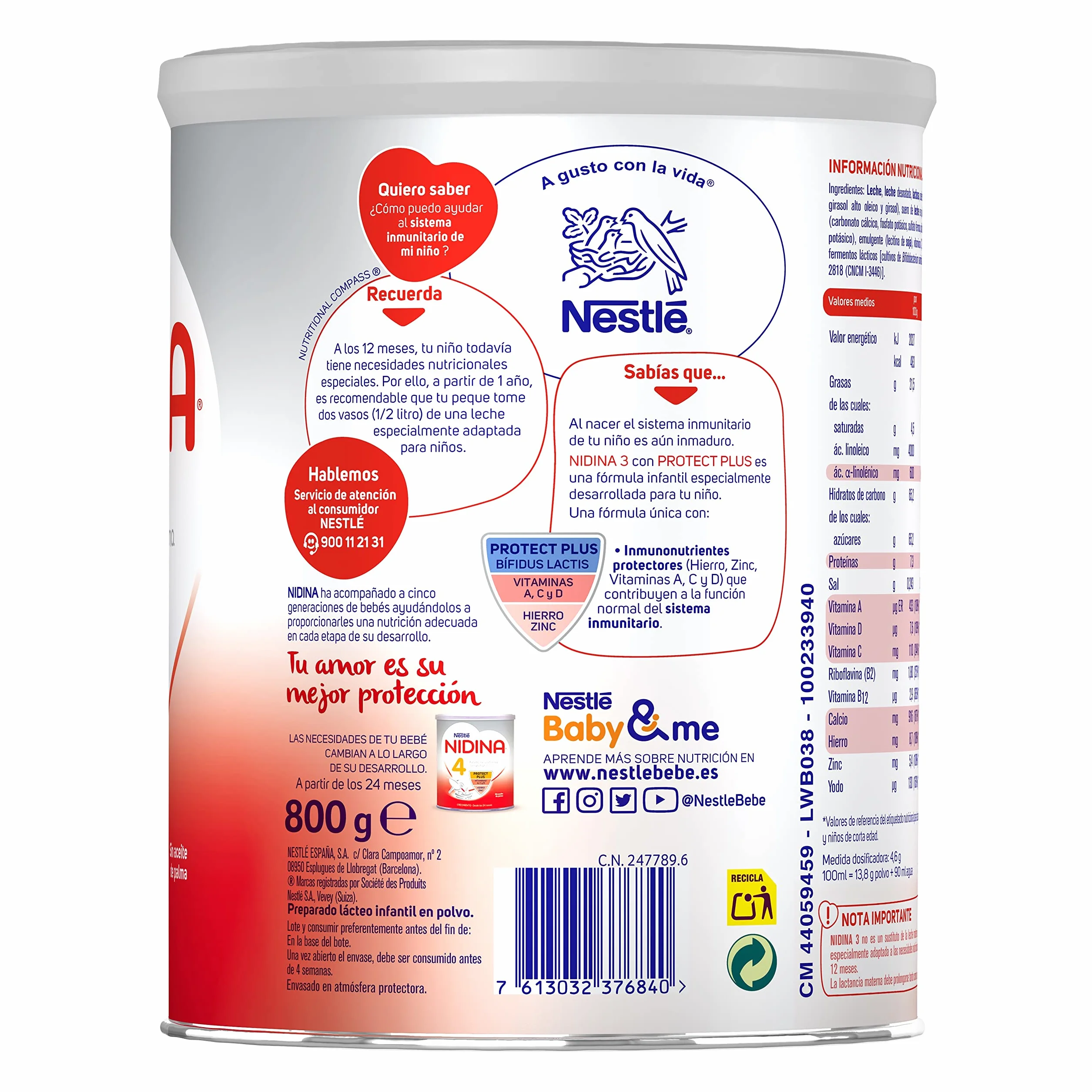 Nidina 3 Leche Infantil 800g Caja 3 Latas