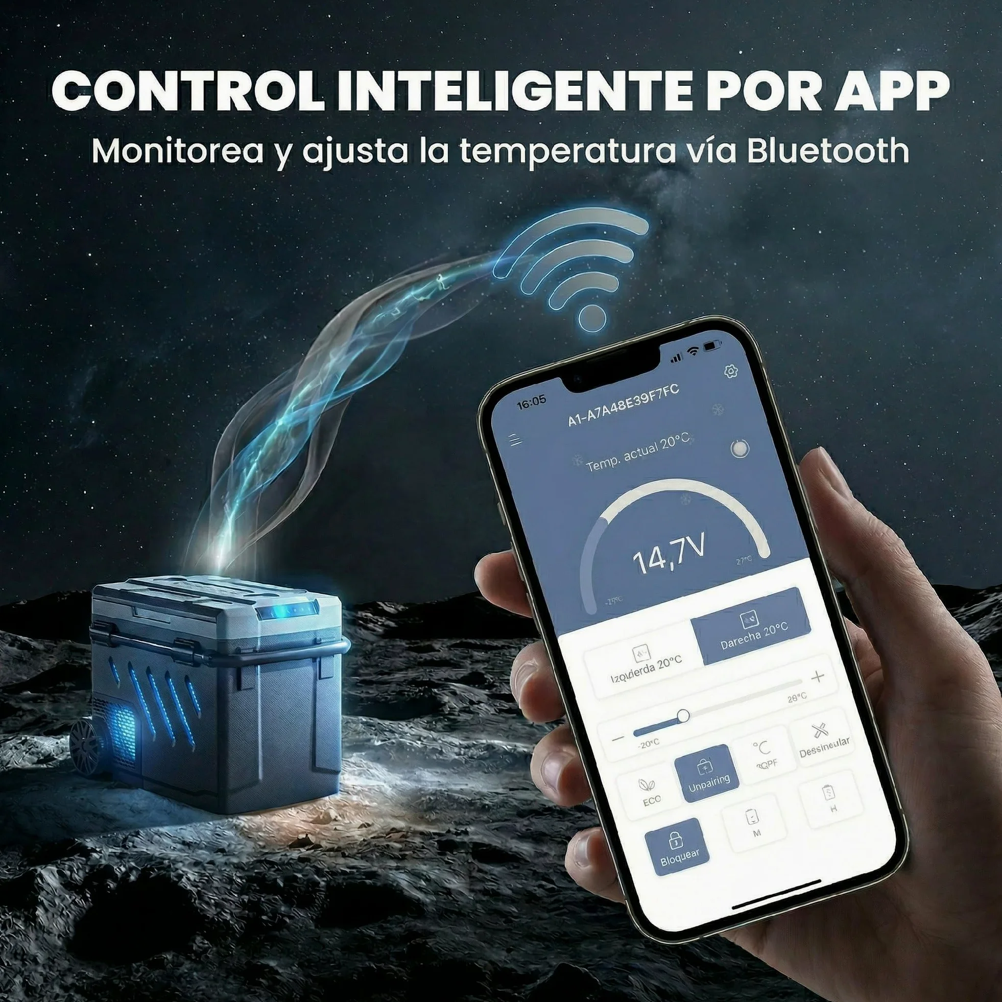 Outsunny Nevera Portátil Eléctrica 49L 12/24/240V Refrigerador de Coche con Compresor Doble Zona Control por App Luz LED Pantalla Modos ECO y MAX de -20℃ a +20 ℃ Asa Telescópica Ruedas y Puerto USB