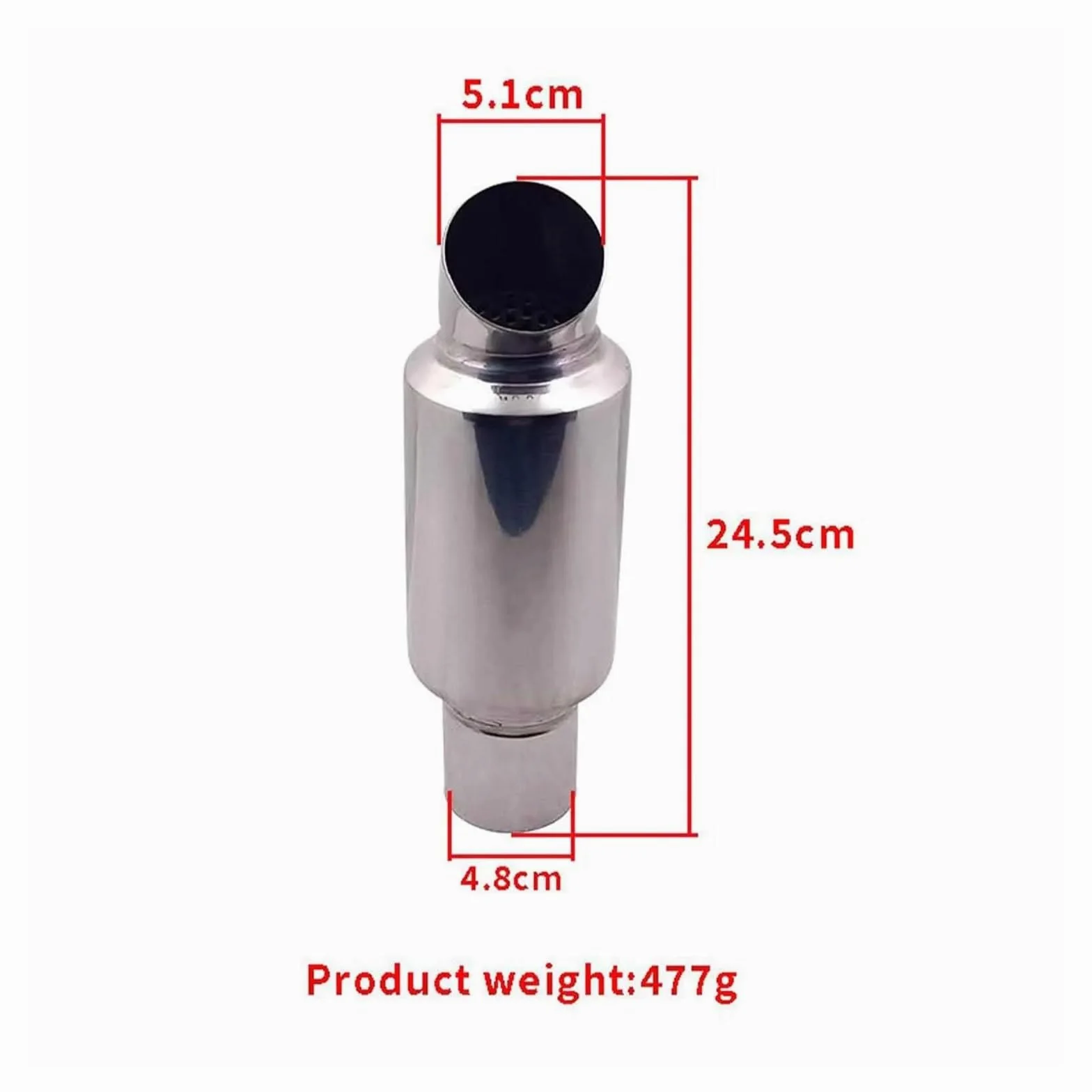Genérico Silenciador Escape Silenciador Escape Universal para Coche 63 Mm 2,48 Pulgadas Punta Plateada Tubo Acero Inoxidable Garganta Trasera Recta Tubo Escape Coche Coche