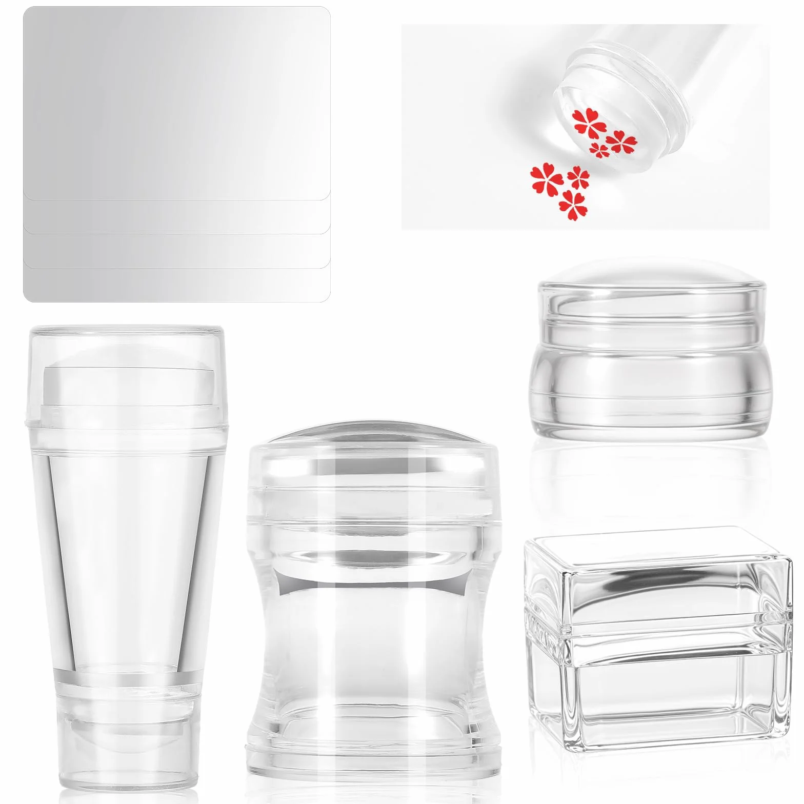 Sellos de uñas francesas JIYN, sello de doble punta de silicona con rascador para manicura DIY