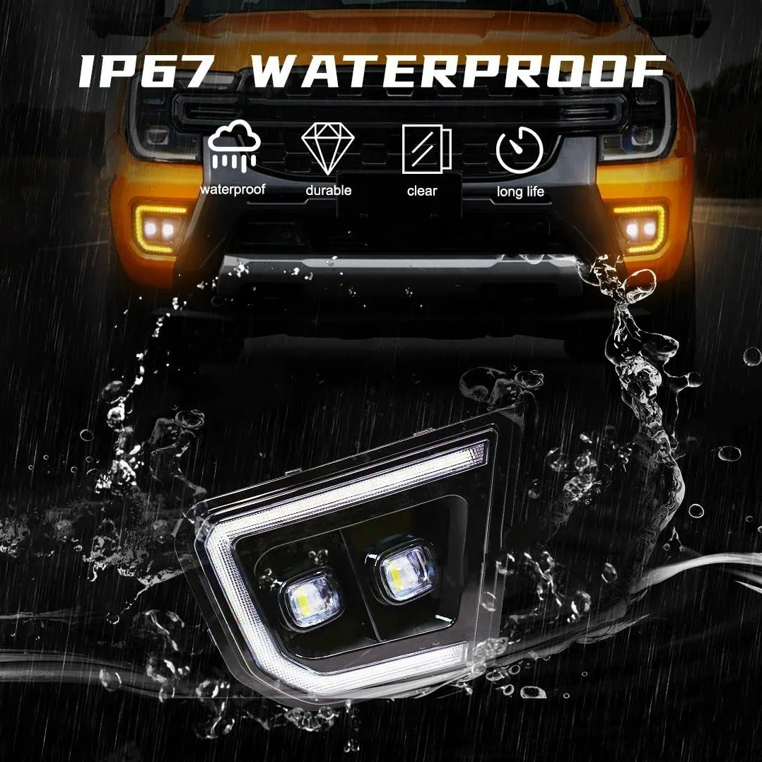 Luz Niebla Para Ford Para Ranger Para Wildtrak 2022 2023 Luces Diurnas LED DRL Intermitentes Blancas Amarillas Luces Antiniebla Coche