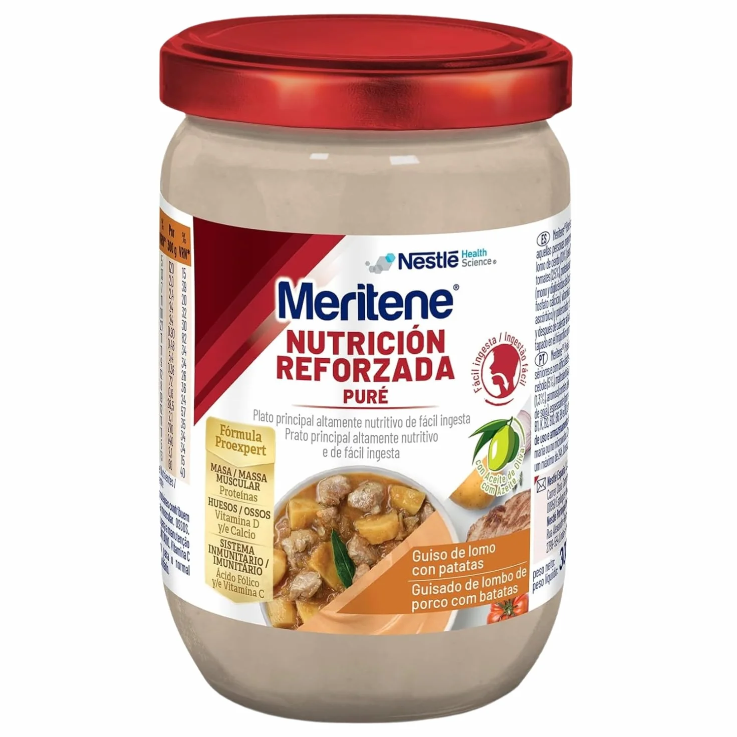 Meritene Puré de Guiso de Lomo con Patatas 300 gr Alimento Nutritivo para Adultos con Dificultad para Tragar
