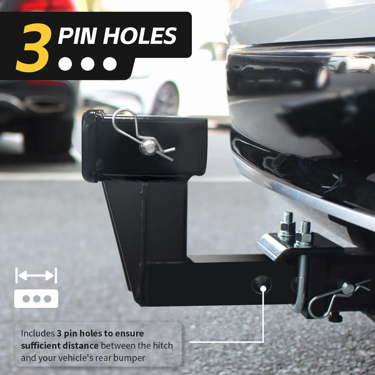 MAXXHAUL 50650 Elevador de Enganche de Remolque para receptores de 5,1 cm con 15,2 cm Alto/caída