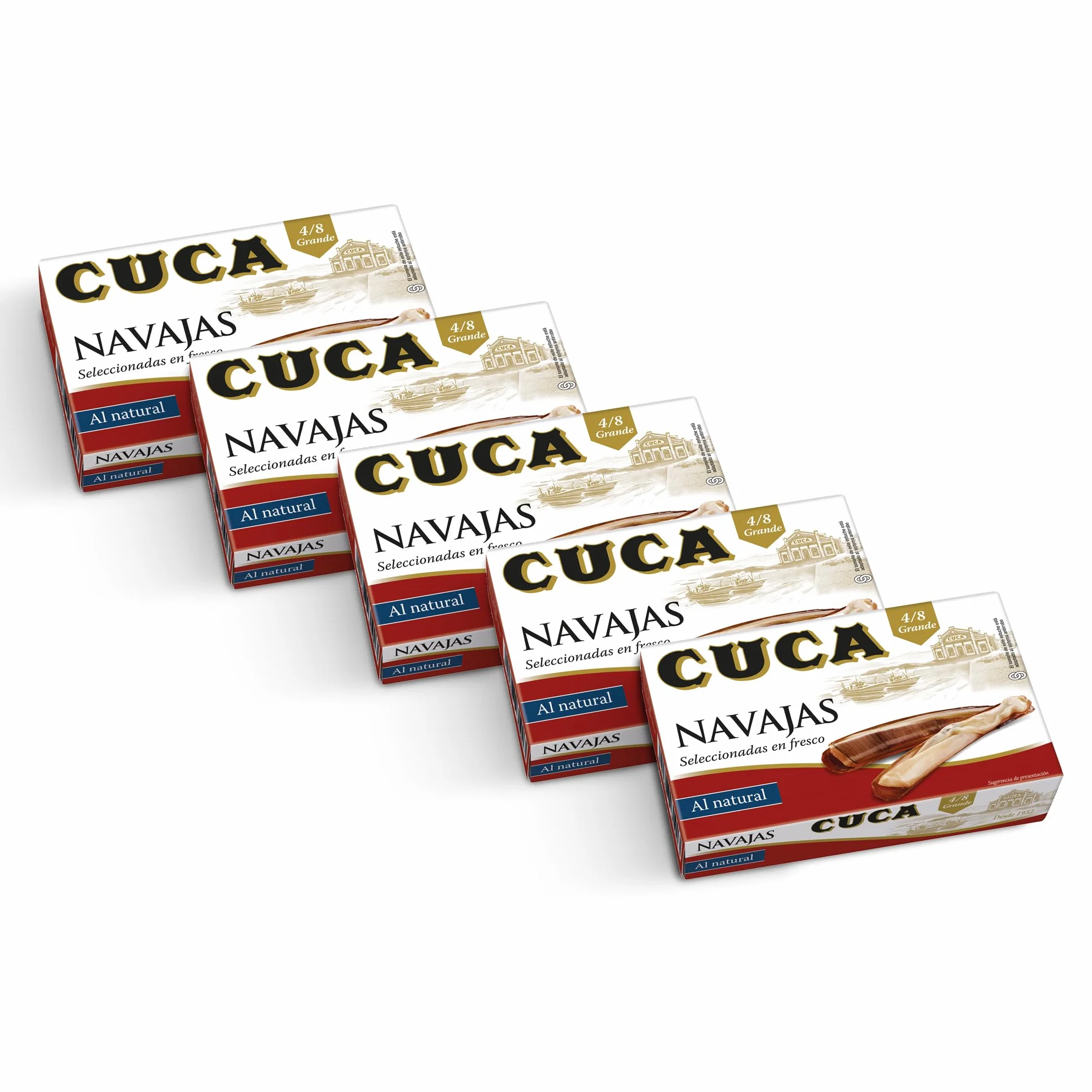 Navajas Cuca al natural 4/8 piezas grande pack 5 latas 120gr