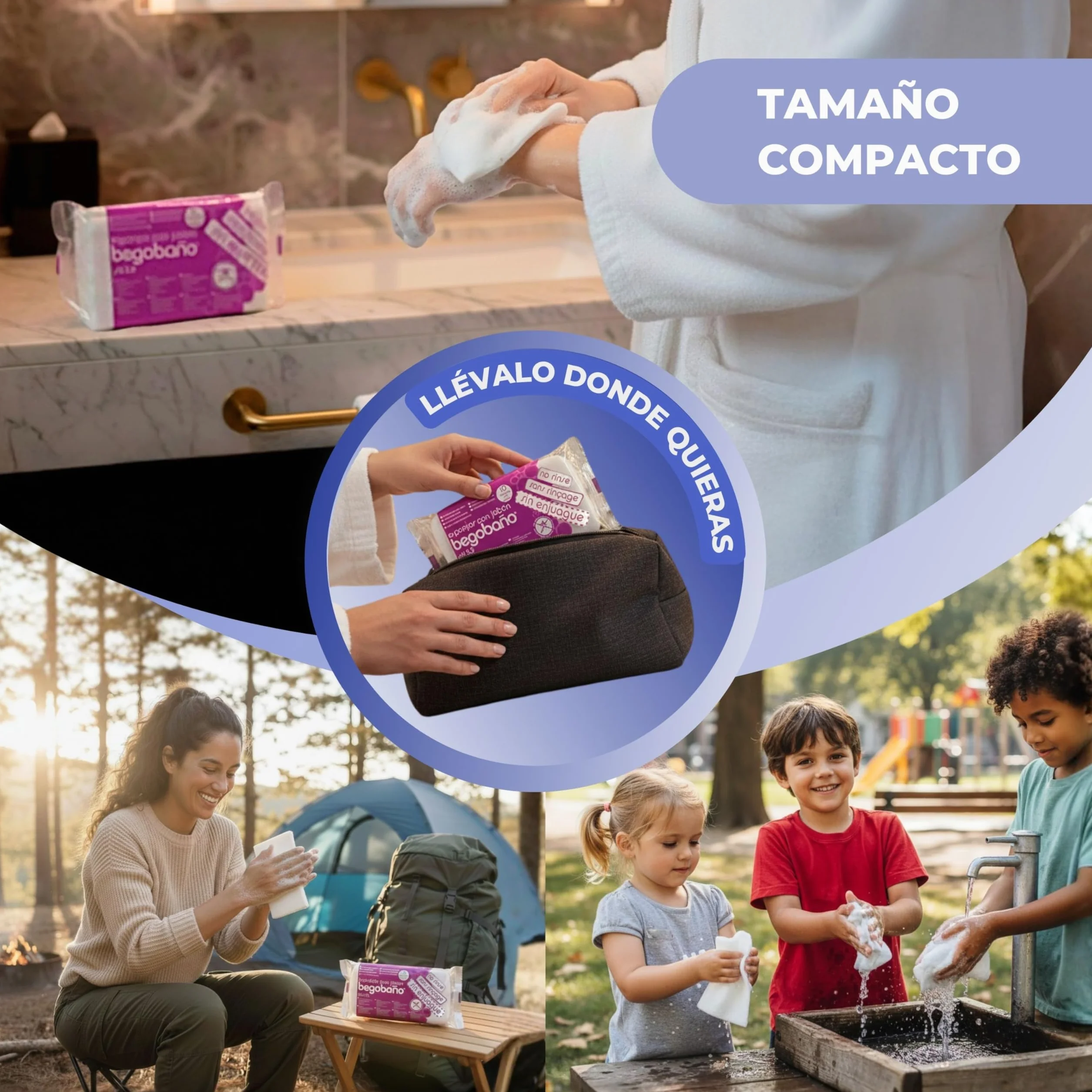 Begobaño Esponja Jabonosa Desechable Sin Aclarado 10 Unidades