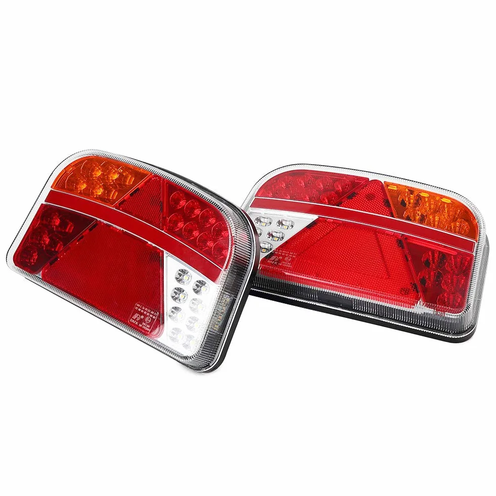 Pilotos Traseros de Iluminación Luces Traseras LED para Remolque Camión Caravan 12V 24V Lámpara Trasera Impermeables 7 Funciones Luz Trasera LED Homologados ECE