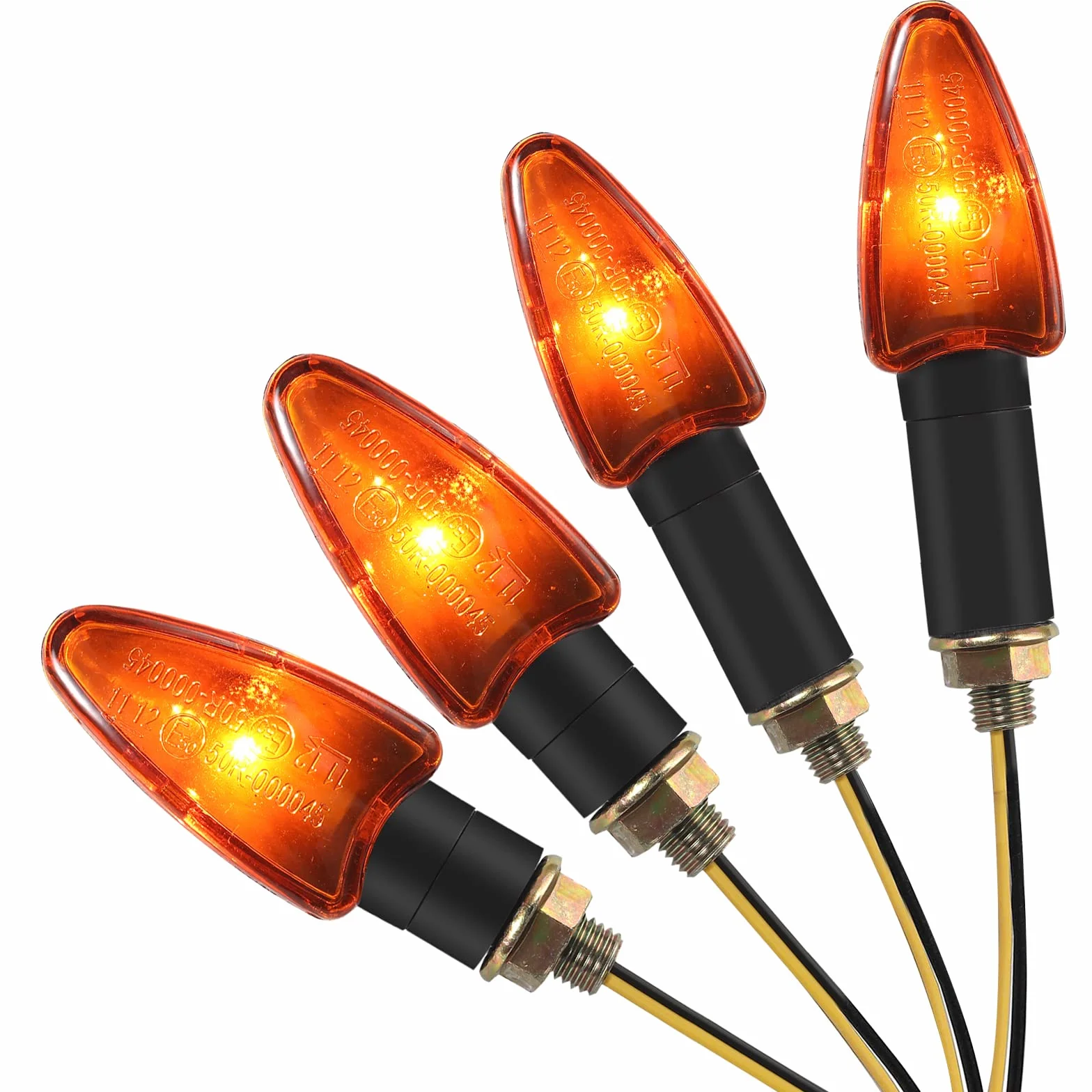 Justech 4PCs 10W Intermitentes para Moto Homologados de E-Marked E50 12V Luces de Señal de Giro Impermeable IP65 de 2 Cortos y 2 Largos Ámbar Bombillas de Indicador para M10 Motocicleta Scooter