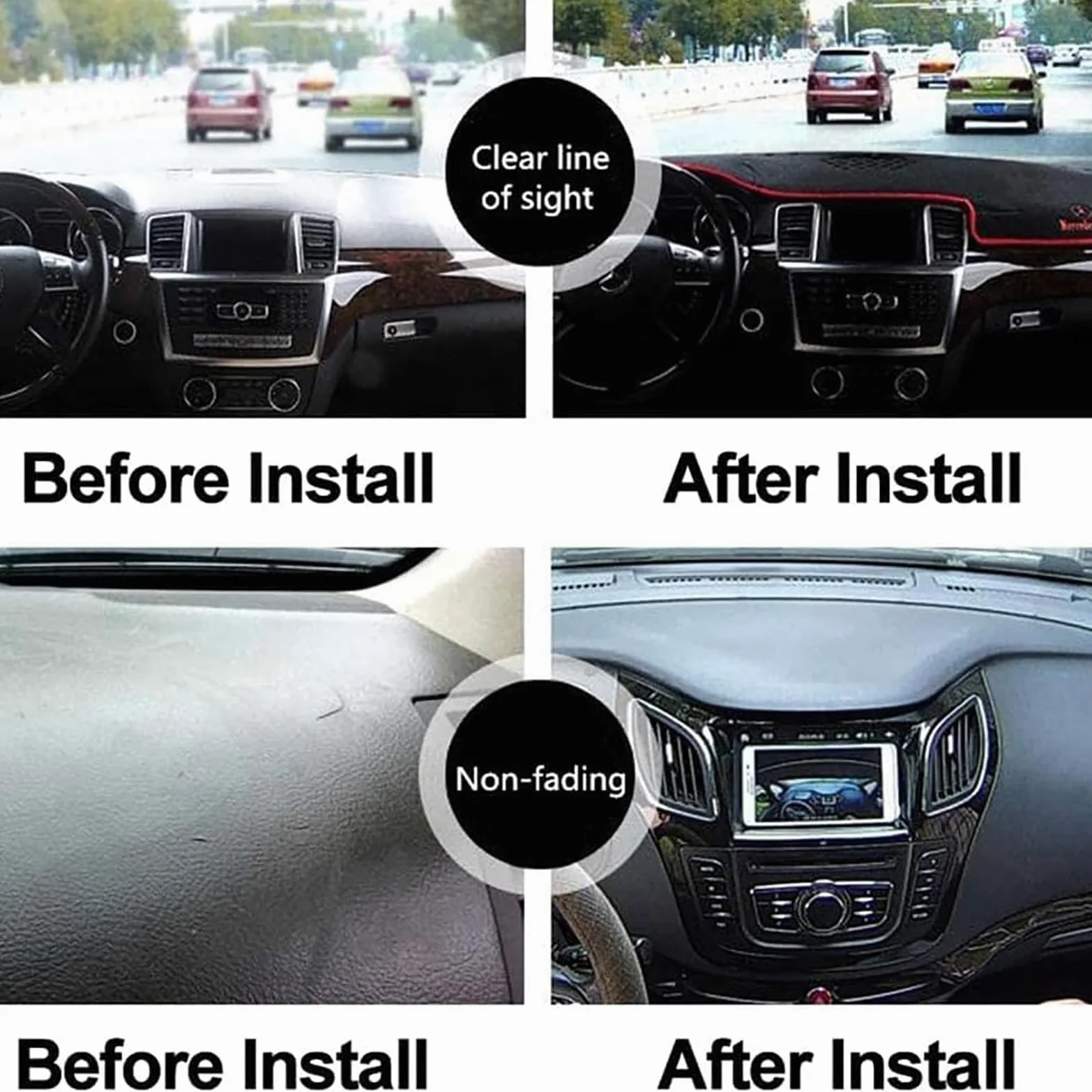 Almohadilla Protectora Salpicadero para Citroen C1 2005-2014, Consola Anti-UV Alfombra Parasol Protector Alfombrillas Antideslizantes Interno Accesorios