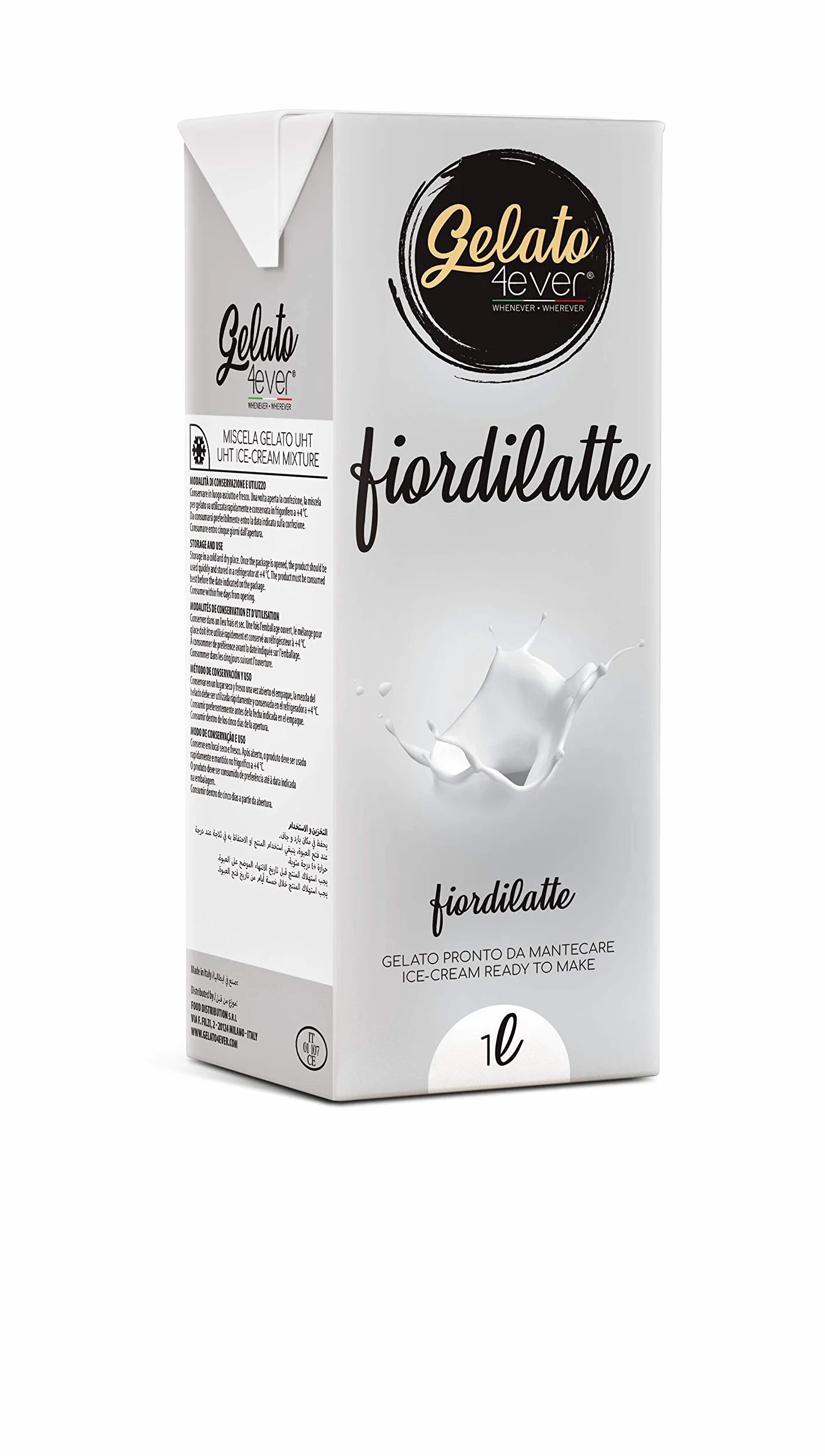 Gelato 4ever Crema helada lista para batir Paquete de 2 Fiordilatte