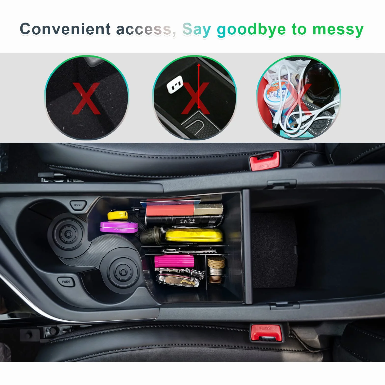 GAFAT Compatible con Kia Niro SG2 EV HEV Hybrid PHEV e-Niro 2022-2025 2026 Caja de Almacenamiento Consola Central, Organizador de Bandeja y Guantera Inferior de Central, Niro 2025 Accesorios