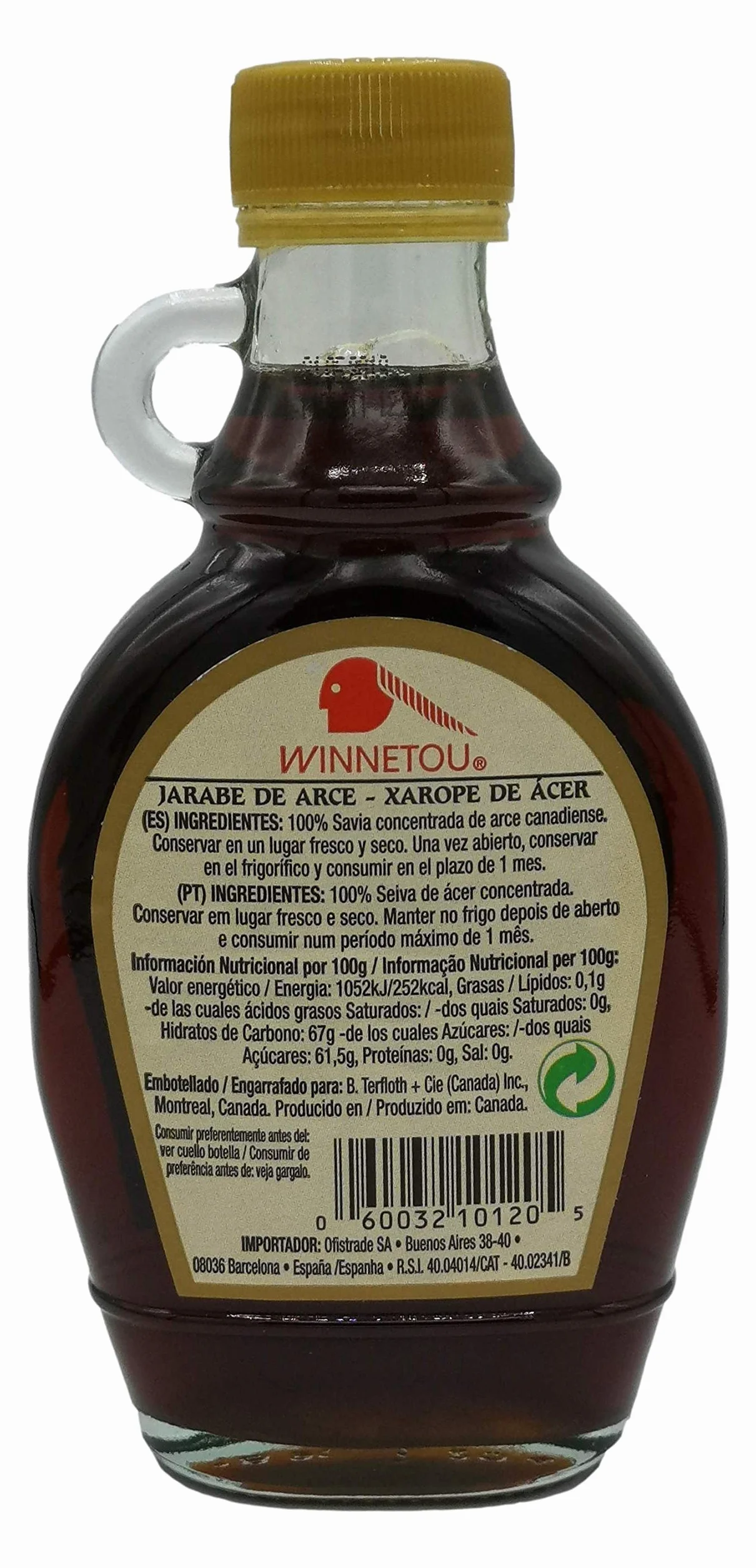 Sirope de Arce 100% Natural Maple Syrup Canadá #2 Ámbar Grado A 250g