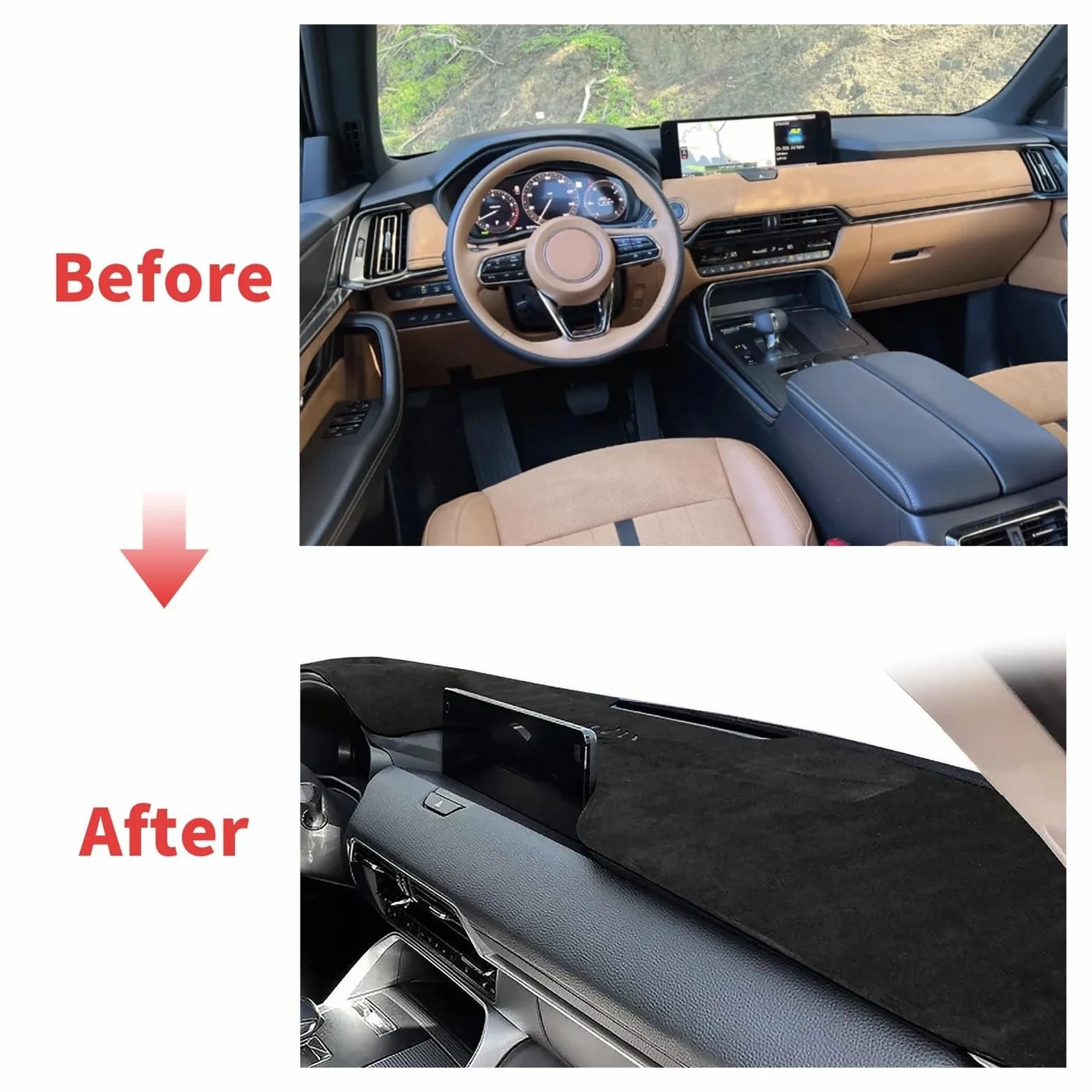 Funda salpicadero para Mazda para CX-60 2024 2025 2026 Protector De Tablero Antideslizante para Coche(RHD HUD Polyester)