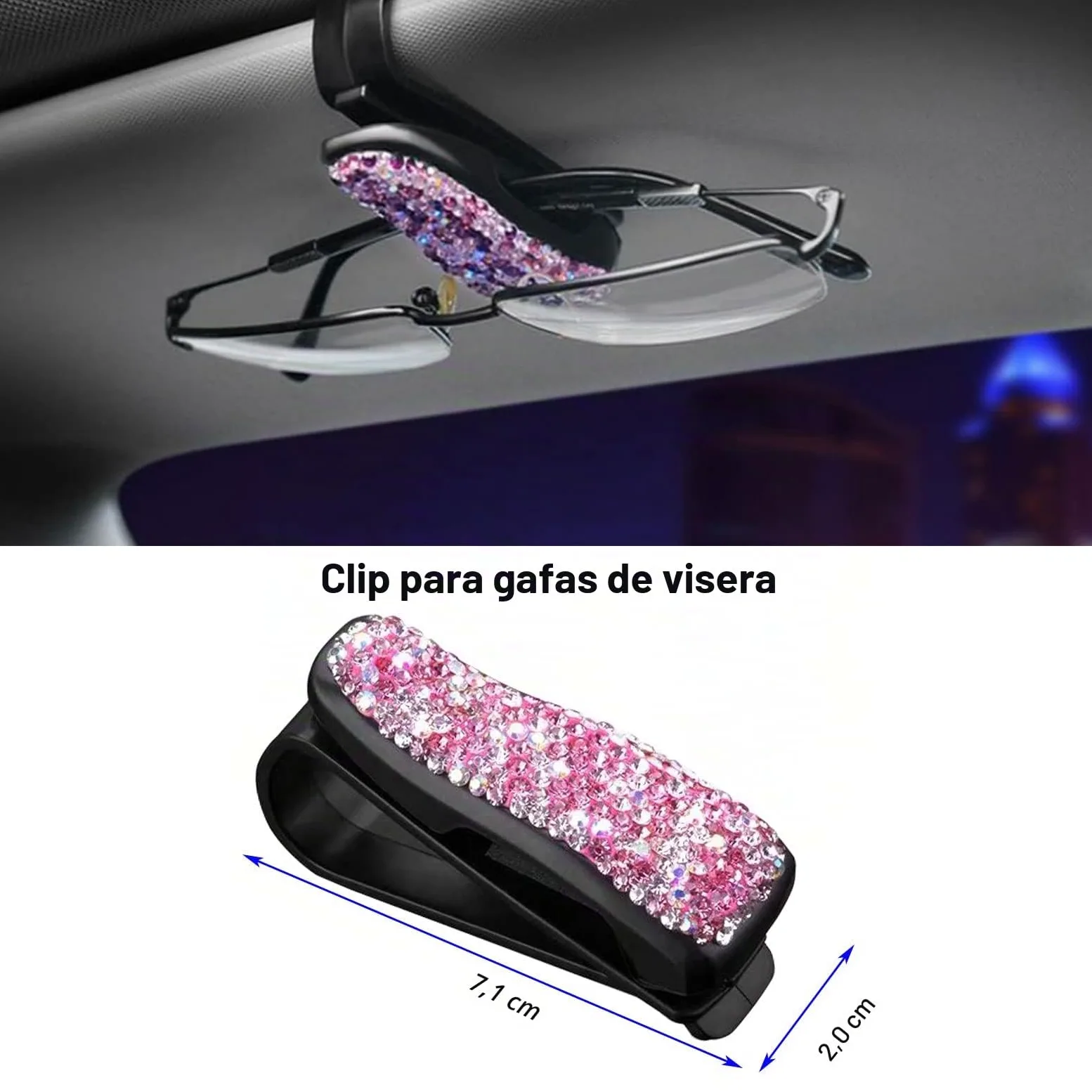 20 piezas Bling Auto Accesorios Interior Mujeres Brillantes Accesorios Bling Car Accessories Soporte para gafas para mujeres, soporte para teléfono móvil, anillo de encendido