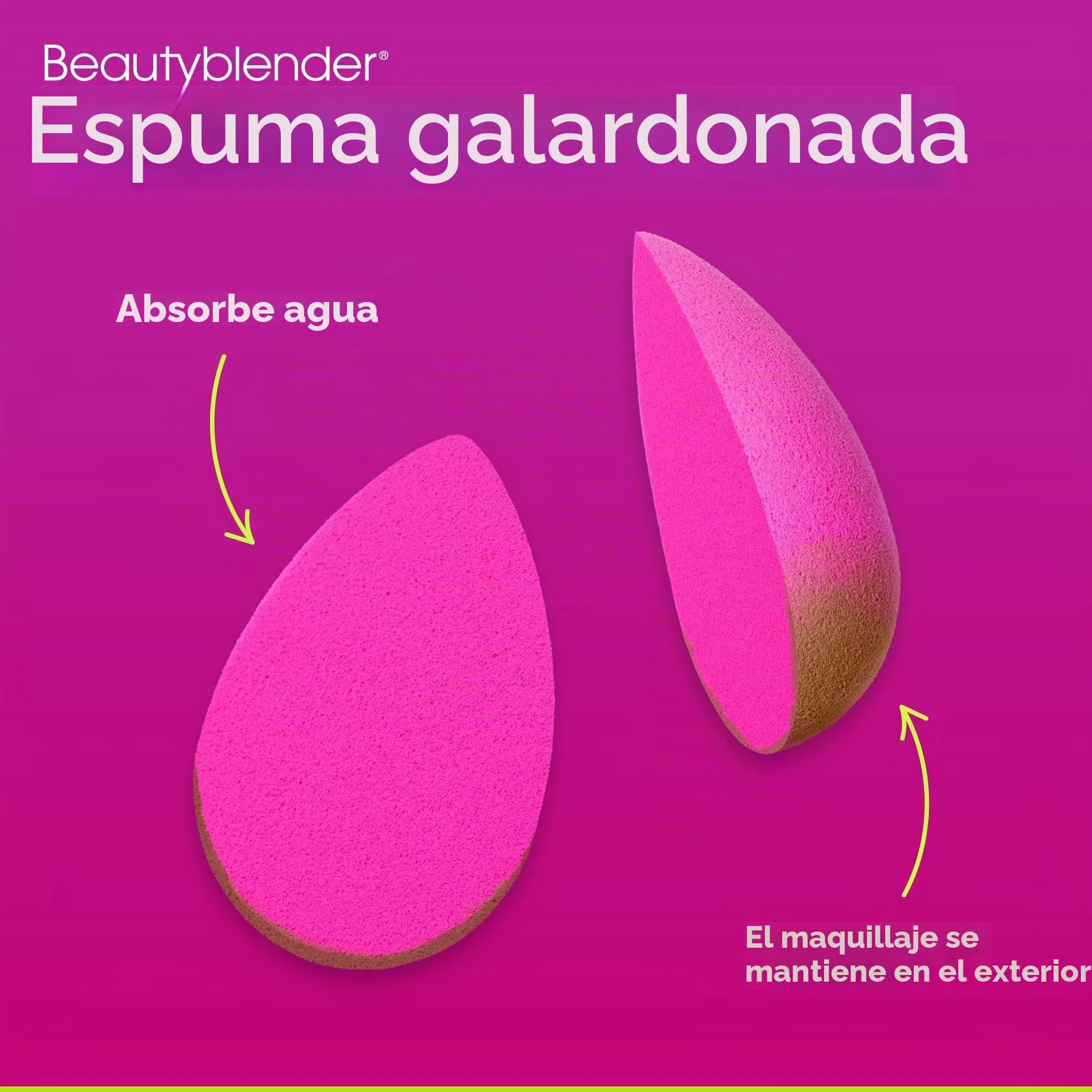 Beautyblender® Original Rosa Esponja de Maquillaje Mezcla Bases Polvos Cremas Reutilizable Lavable