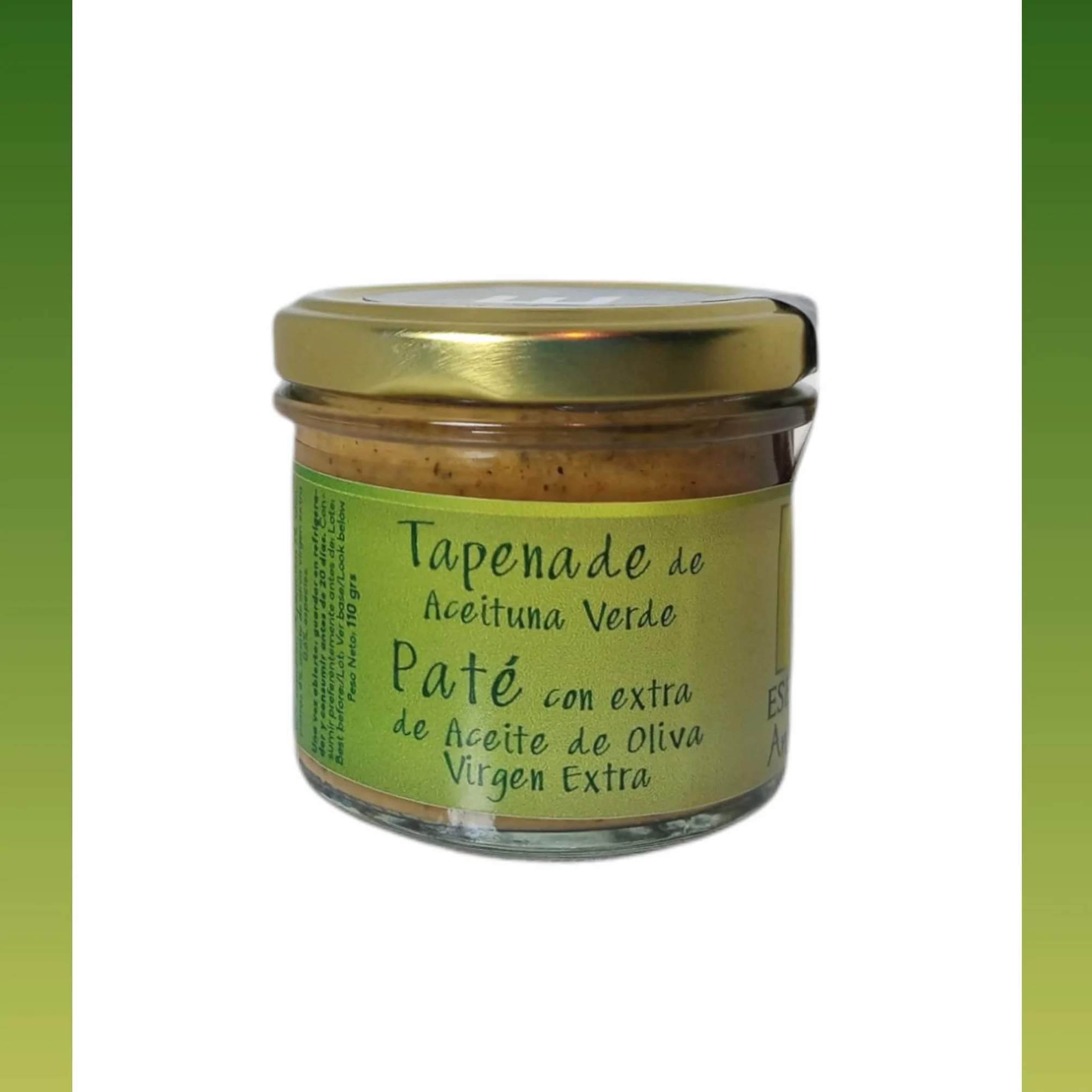 Paté artesano de Aceituna Verde con Aceite de Oliva Virgen Extra 110gr