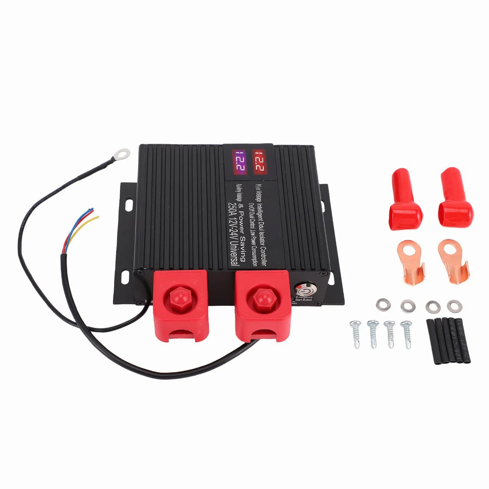 Aislador Inteligente de Doble Batería, Potente relé para Barco, Coche, RV, UTV, Voltaje Universal, Aleación de Aluminio de 12V y 24V (250A)