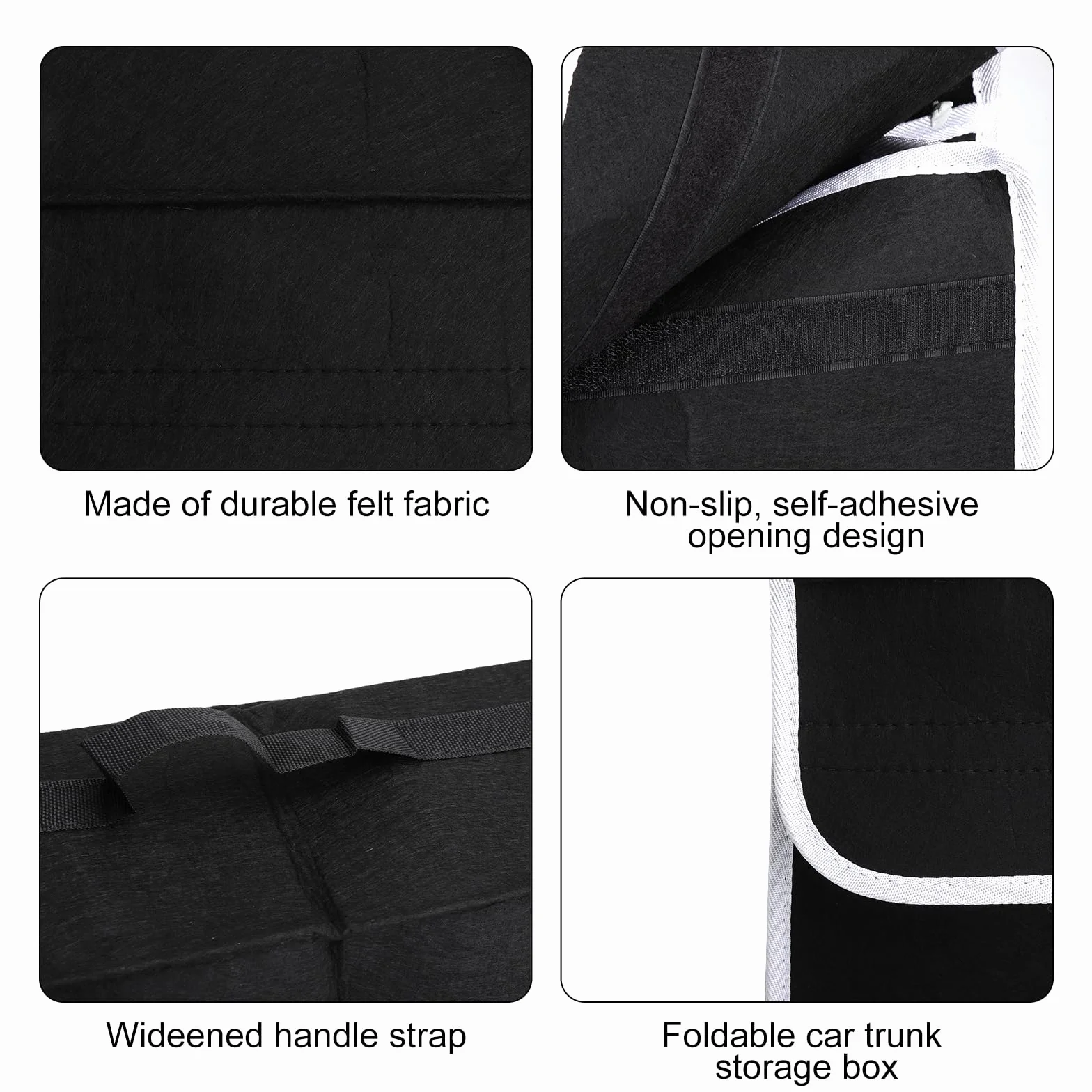 Organizador Maletero Coche Plegable Antideslizante Fieltro Grueso, Bolsa Multiuso Universal para Coche, Contenedor Salvaespacio Base Doble Estable, Material Ecológico sin Olor, 50×24×15 cm
