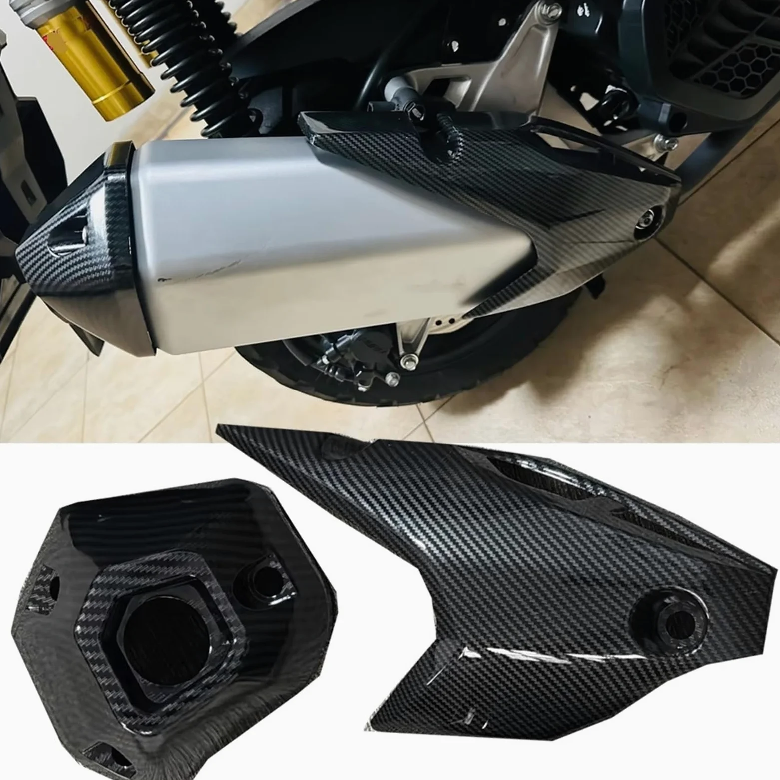 Deflectores de Calor para Escape Protector térmico de silenciador y Cubierta de ventilación del Tubo de Escape para Honda ADV 150 2019, 2020, 2021, 2022 y 2023. Motocicleta Tubo Protector(A B)