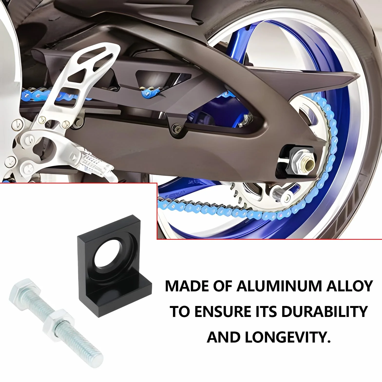 ECSiNG 2 piezas Tensor de cadena de motocicleta con agujero de 15 mm Ajustador de cadena CNC para bicicleta de motor de tierra Motocicleta 50cc 70cc 90cc 110cc 125cc Negro