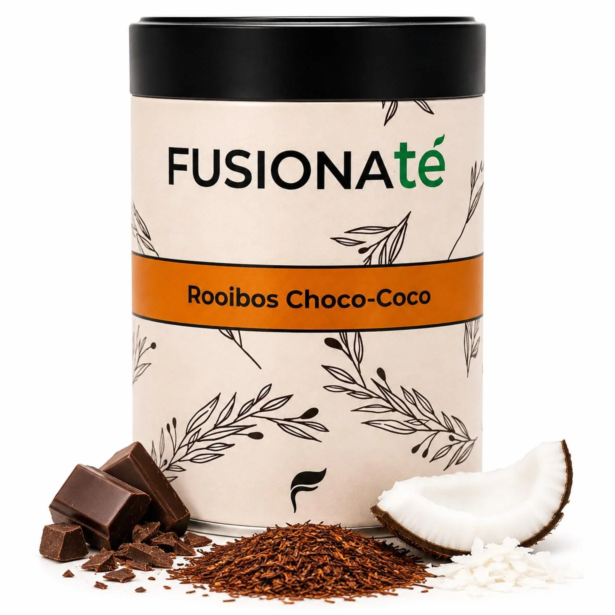 FUSIONATE Rooibos Cacao y Coco 150g Alternativa Chocolate Caliente Infusión Sin Cafeína