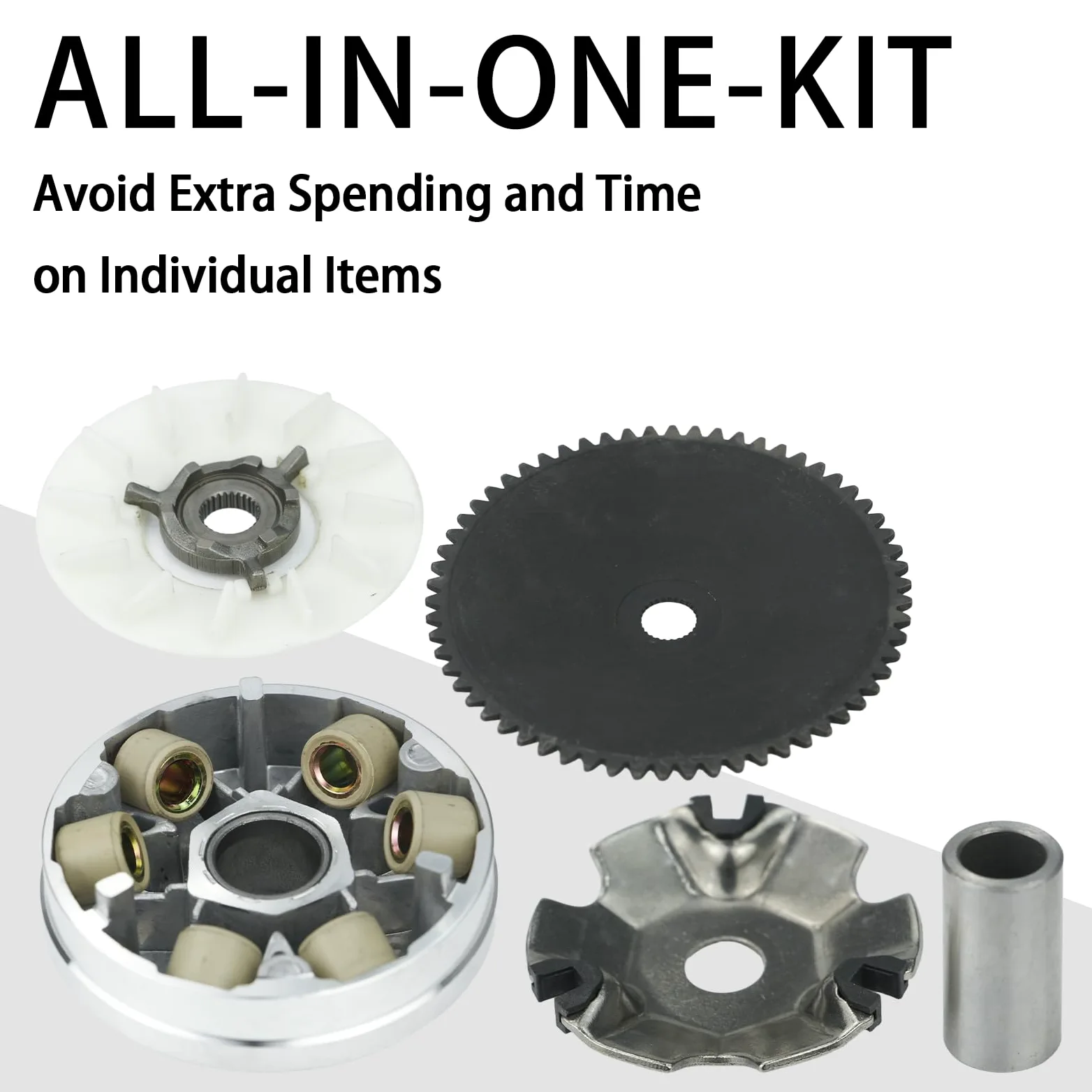 Kit de embrague variador delantero, compatible con motor GY6 de 49 cc, 50 cc, 139QMB y 139QMA, con pesos de rodillo de 6,5 g