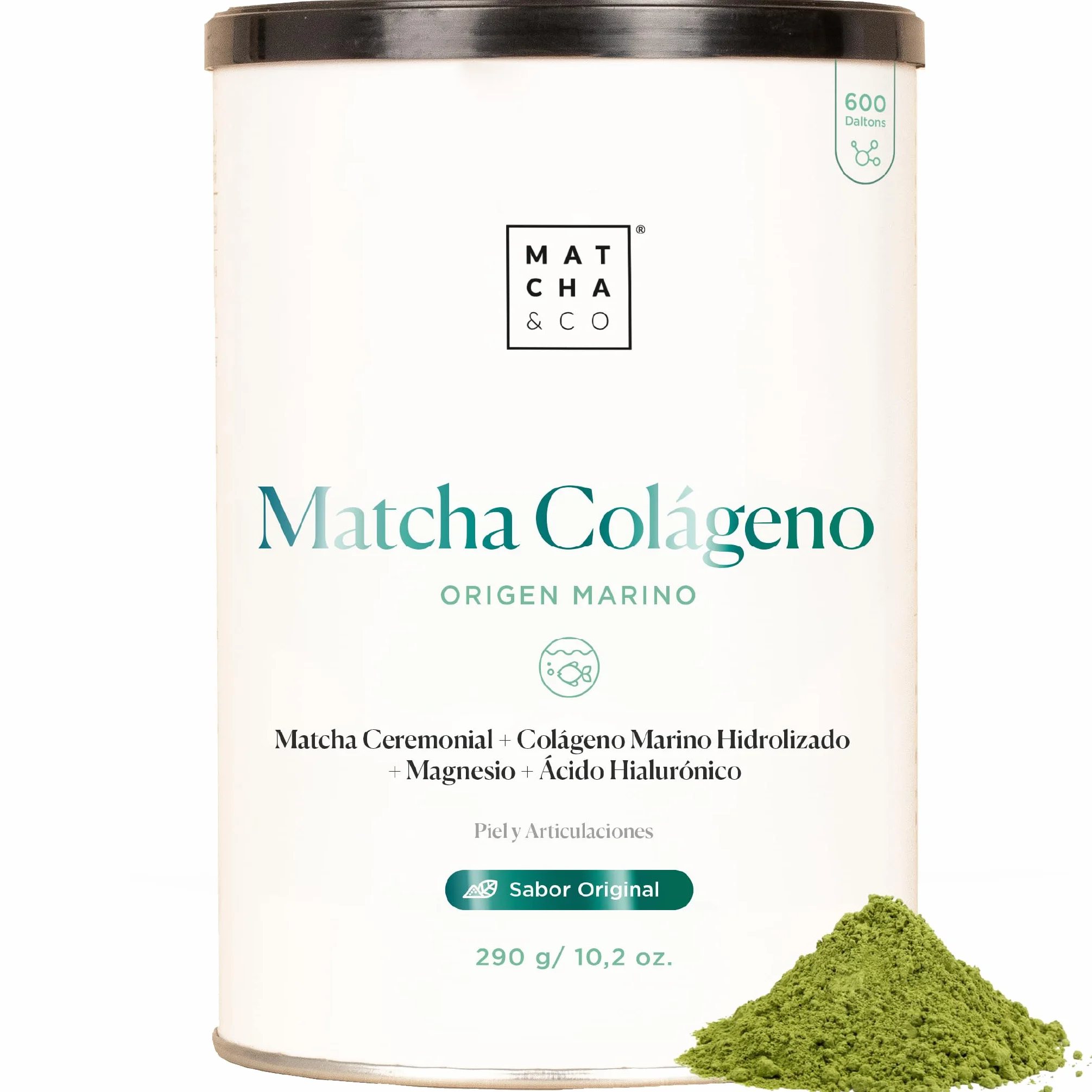 Matcha Collagen Colágeno Marino con Magnesio, Té Matcha y Ácido Hialurónico 290 g