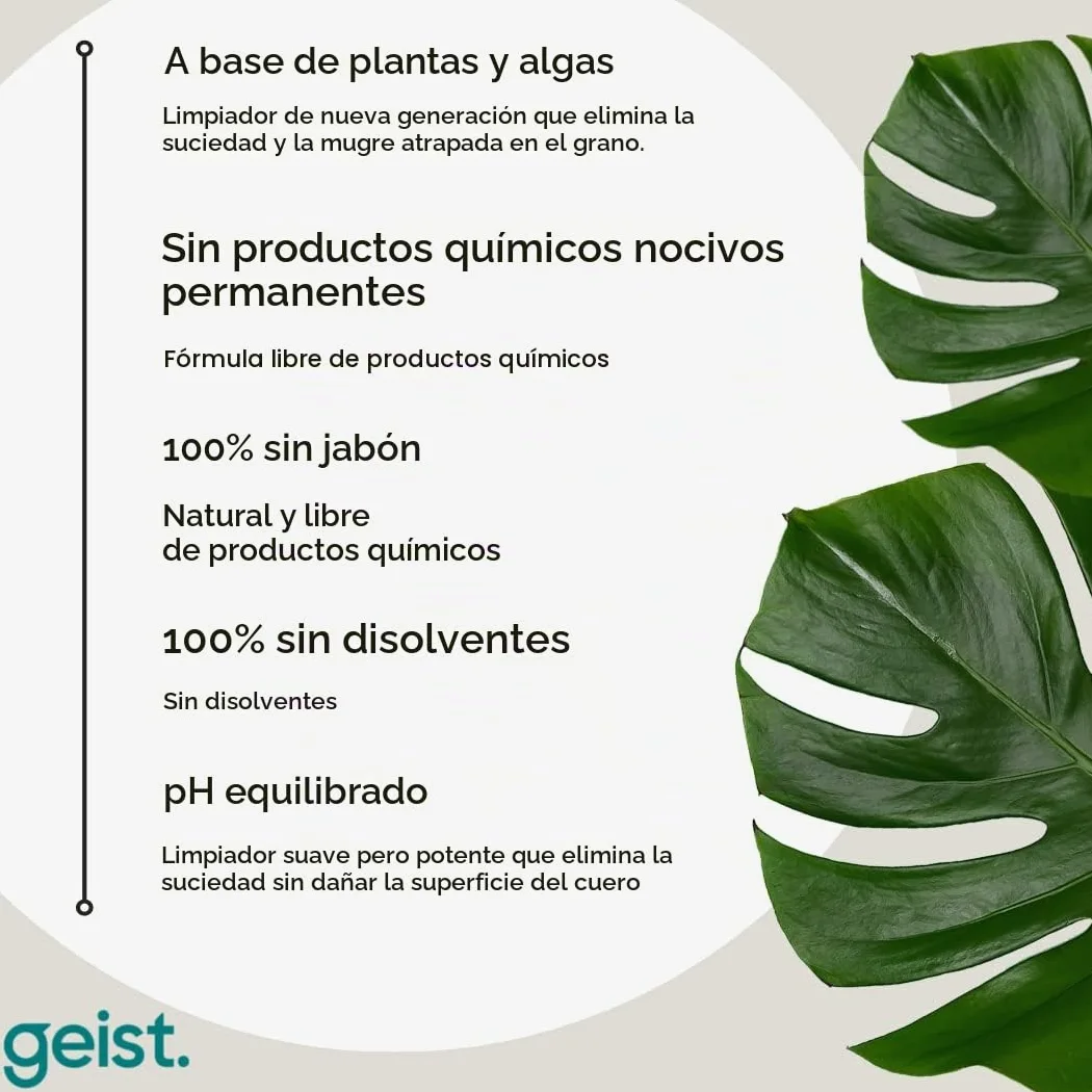 Geist. 3 Plus Care Kit para Cuero y Vinilo | Limpia, Protege contra la Transferencia de Tinte y daños por fricción, Evita Que el Cuero encoja y se agriete | para Piel a Partir de 3 años y Polipiel