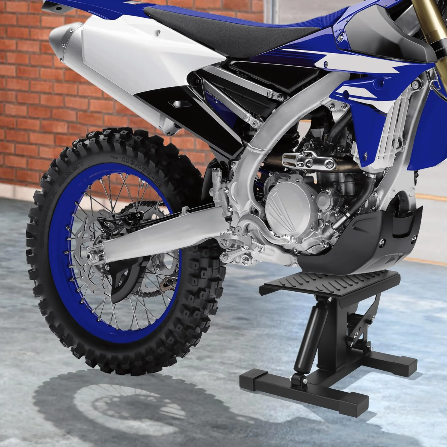 Elevador de motocicleta, rango de elevación de 25 a 34 cm, ancho de plataforma de 17 cm, capacidad de carga de 200 kg, soporte de motocicleta con 3 pernos de seguridad, plataforma elevadora de acero