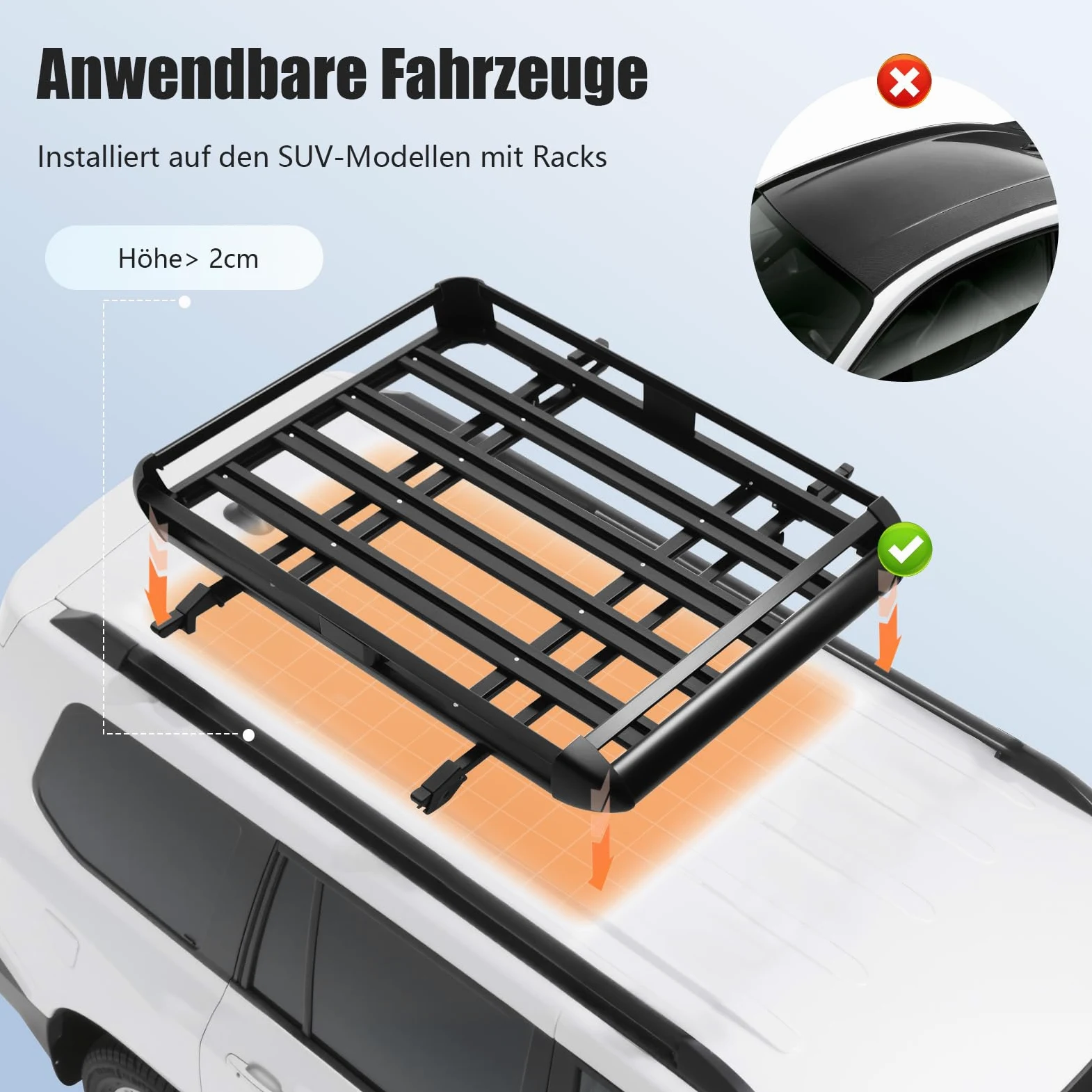 Portaequipajes universal para coche, cesta de techo de aluminio, capacidad de carga de 150 kg, color negro, ancho ajustable para modelos SUV. Barras de techo de 140 cm. Portaequipajes para