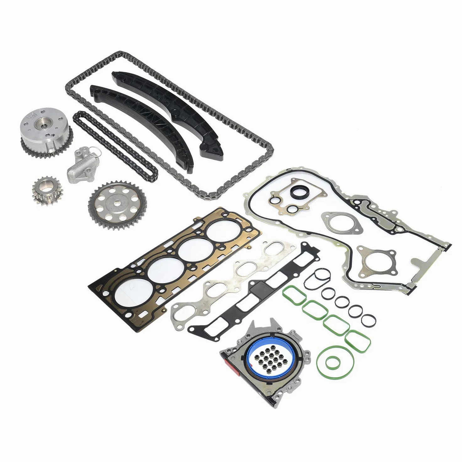 Bisenya Kit de cadena de distribución VVT y juntas de cubierta de cabeza compatibles con 1.4 TSI CAX CAV CTH BKG AXU 1.6 FSI BLP 03C109287G 03C109287F