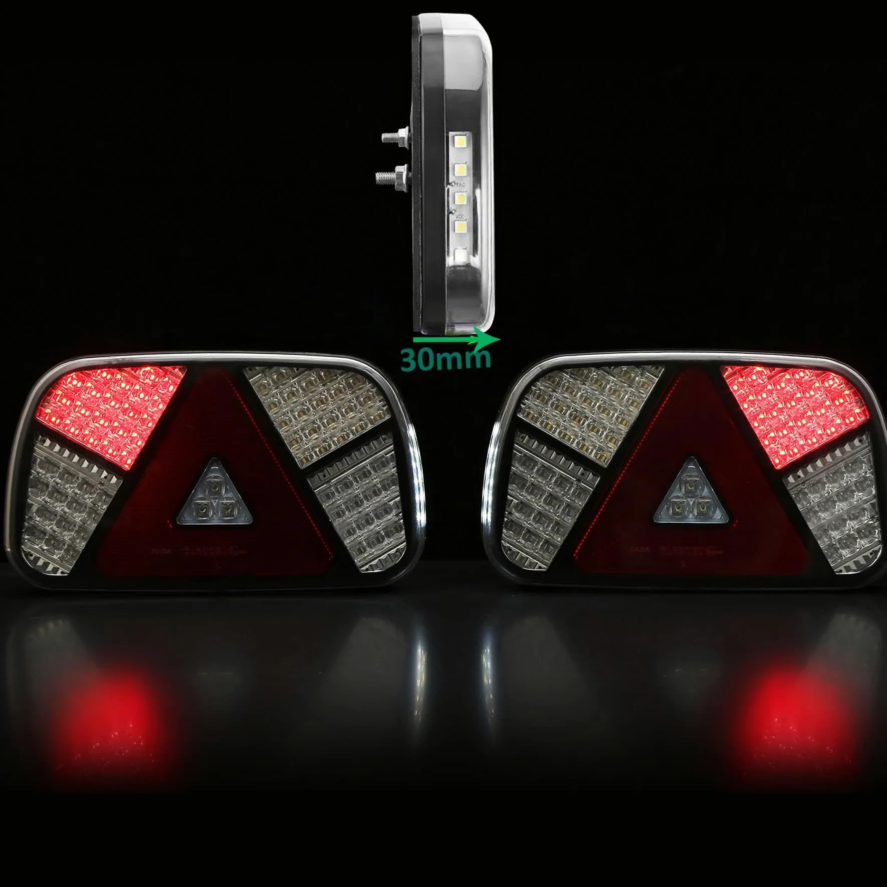 Pilotos Led Remolque 12V 24V, 7Funciones Luces Remolque Traseras con Cable 4m Precableada Enchufe 13pines con Conexión De Bayoneta de 2x6pines, Juego Luces Traseras Remolque Homologados