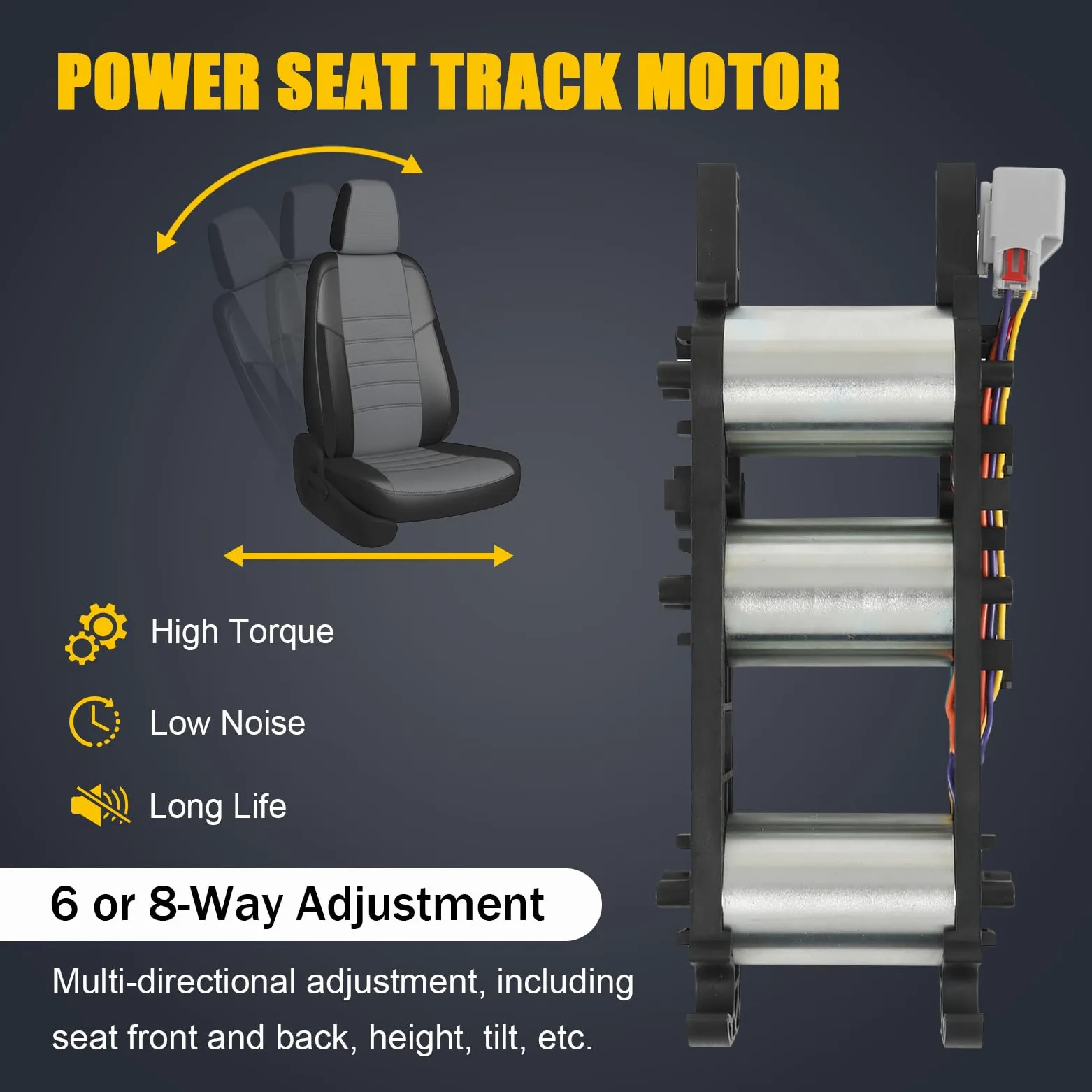 Motor de asiento eléctrico de 6 u 8 vías sin memoria compatible con Chevy Silverado Suburban Tahoe Avalanche GMC Sierra Yukon Cadillac Escalade 2007-2014 Reemplaza # L0060111