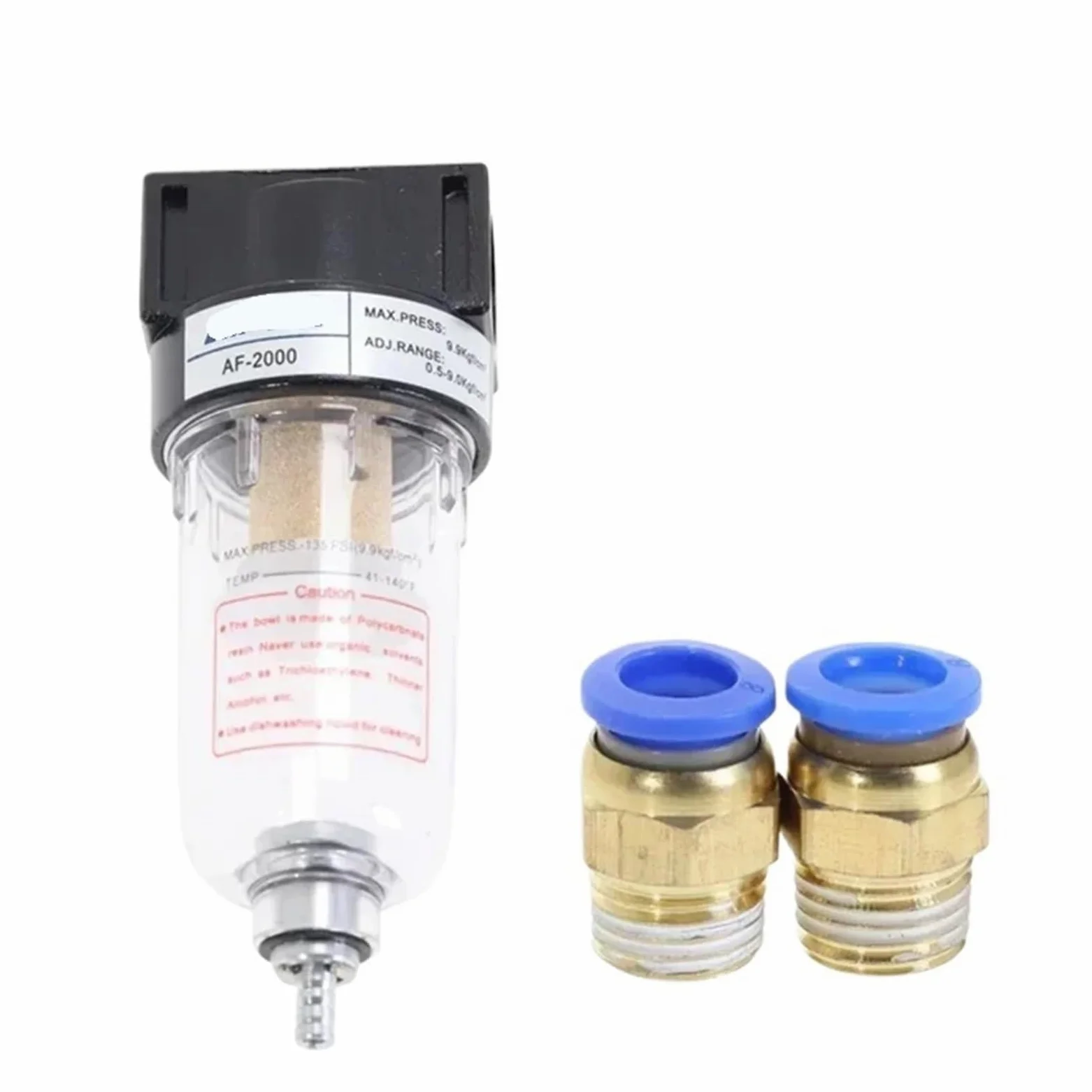 Procesador de fuente de aire de 1/4 AF2000 AF2000-02 bomba de filtro de cobre separador de aceite y agua compresor de componentes neumáticos (AF2000+PC8-02x2)