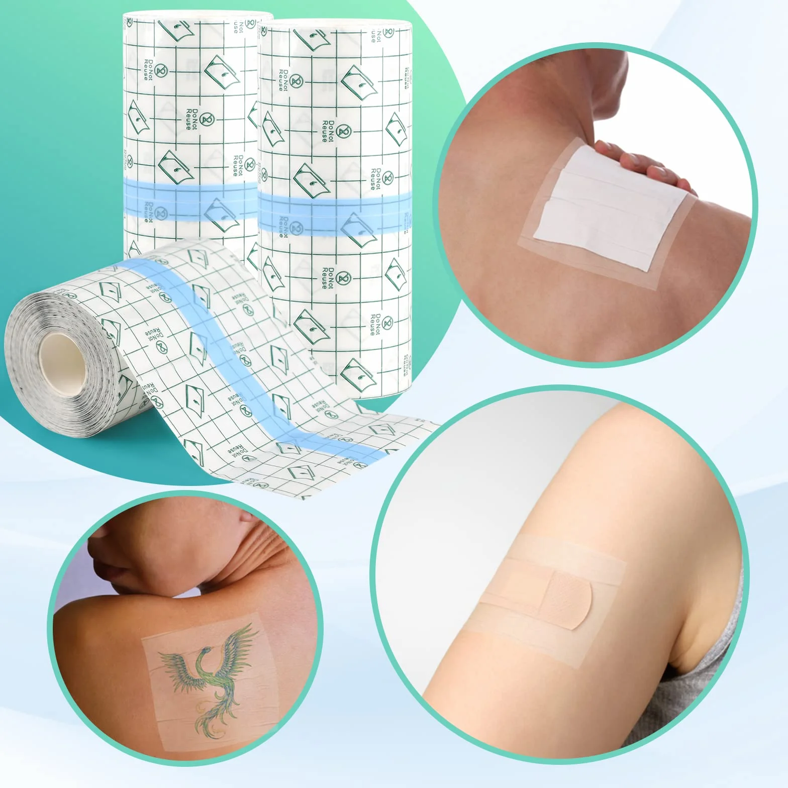 EFUTURETIME Vendaje Transparente Impermeable Saniderm Cinta Adhesiva Médica Tattoo Protection Film 10cm*10m