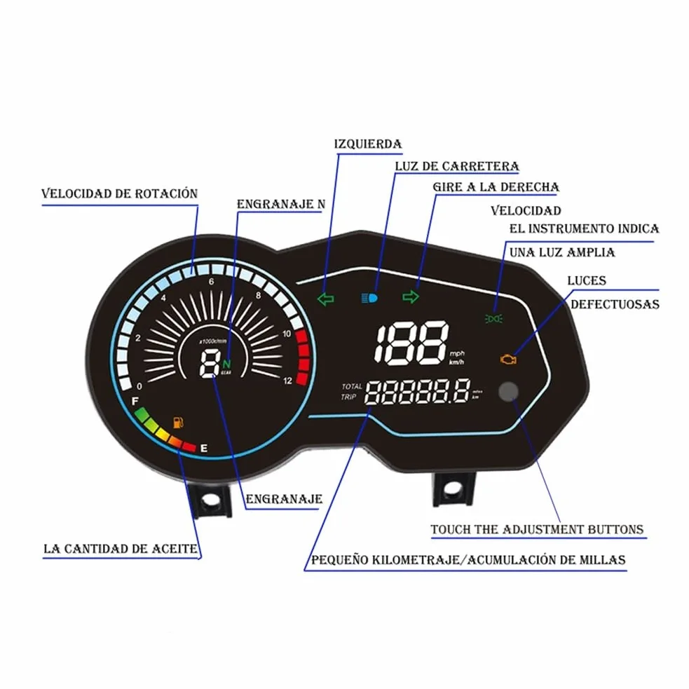 Velocímetro Digital para motocicleta, medidor de código | Velocímetro digital para motocicleta, medidor de código electrónico universal, tacómetro y pantalla para Italika 150z