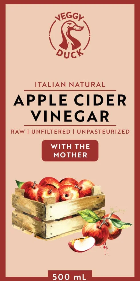Vinagre de Sidra de Manzana Natural Italiano con la Madre 500ml Puro Sin Filtrar Sin Pasteurizar