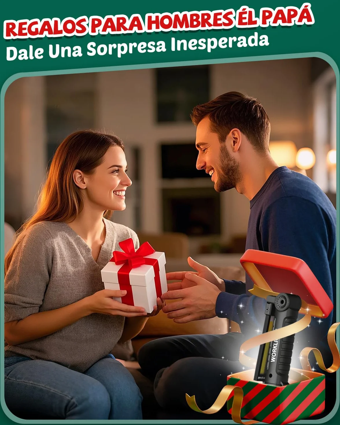 Coquimbo Regalo Hombre Linterna Taller LED Recargable, Linterna Portátil de Trabajo Lámpara de Inspección con Magnética Base y Gancho para Taller Cámping Emergencia(2 Piezas, Negro)