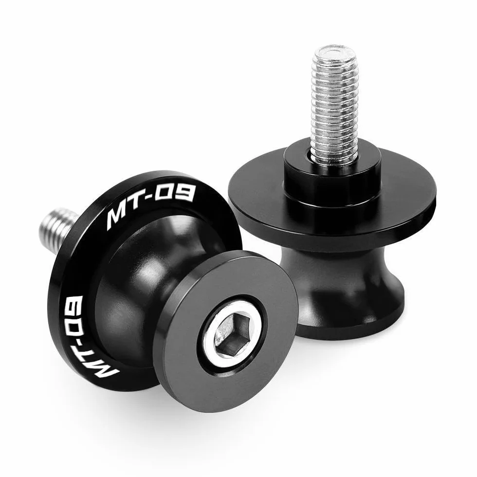 Brazos oscilantes M6 para MT09 MT-09 Tracer 2014-2023 MT 09 SP 2025 2024 MT09 FZ09 Basculante de Deslizadores Tornillos del Soporte Diábolos Accesorios,carretes M6,Adaptador de oscilantes（Negro）